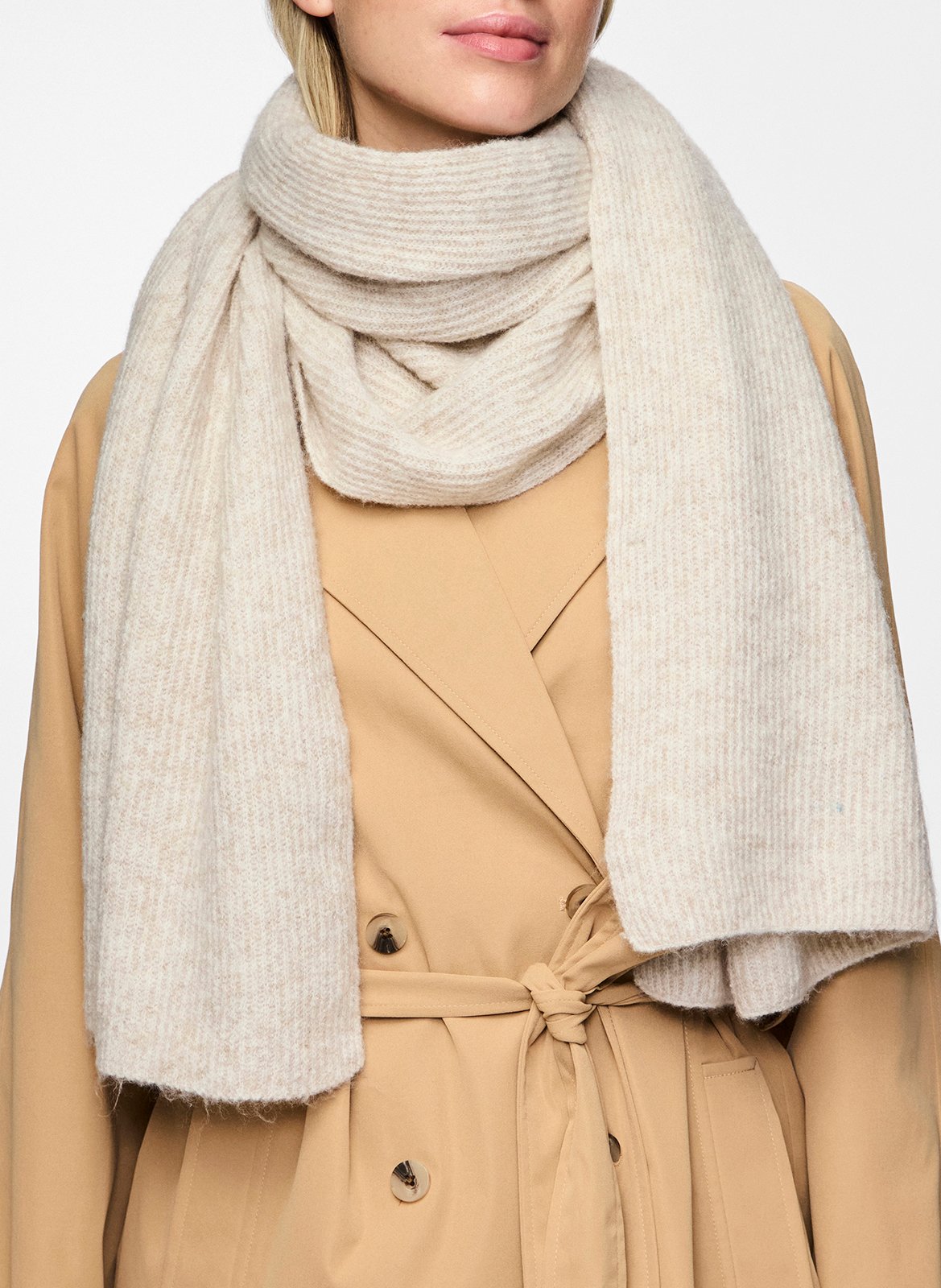 Ribbed knit scarf PIECES Grey