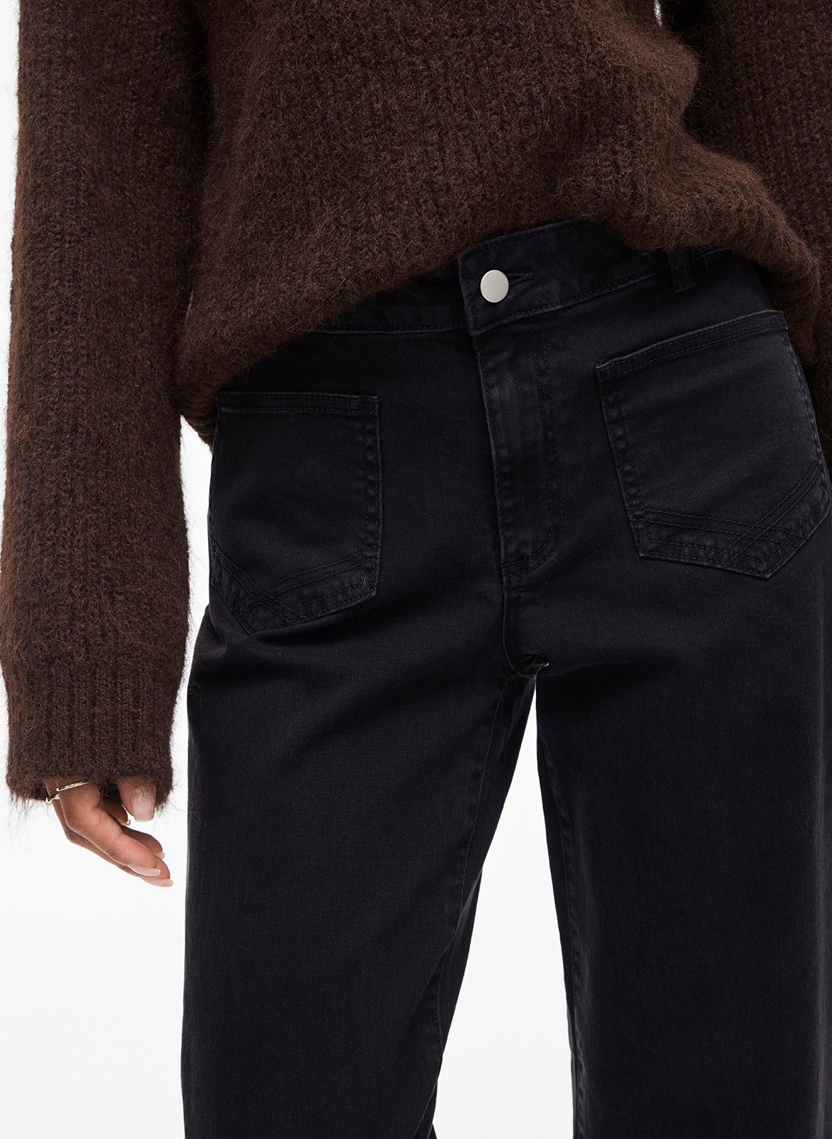 Weite Jeans aus Baumwoll-Mix Schwarz