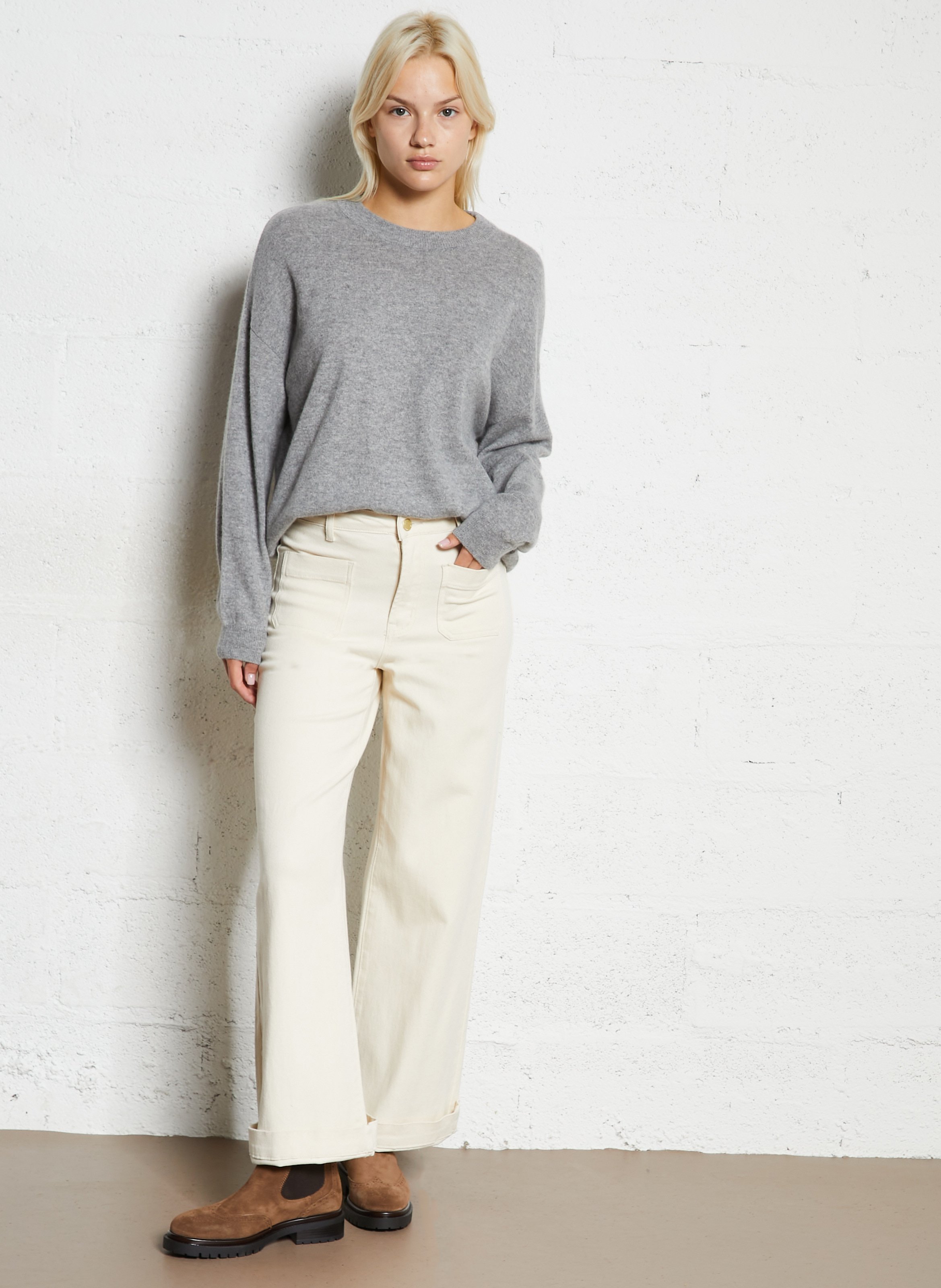 Flared High Waist Jeans aus Baumwoll-Mix LA PETITE ETOILE Weiss