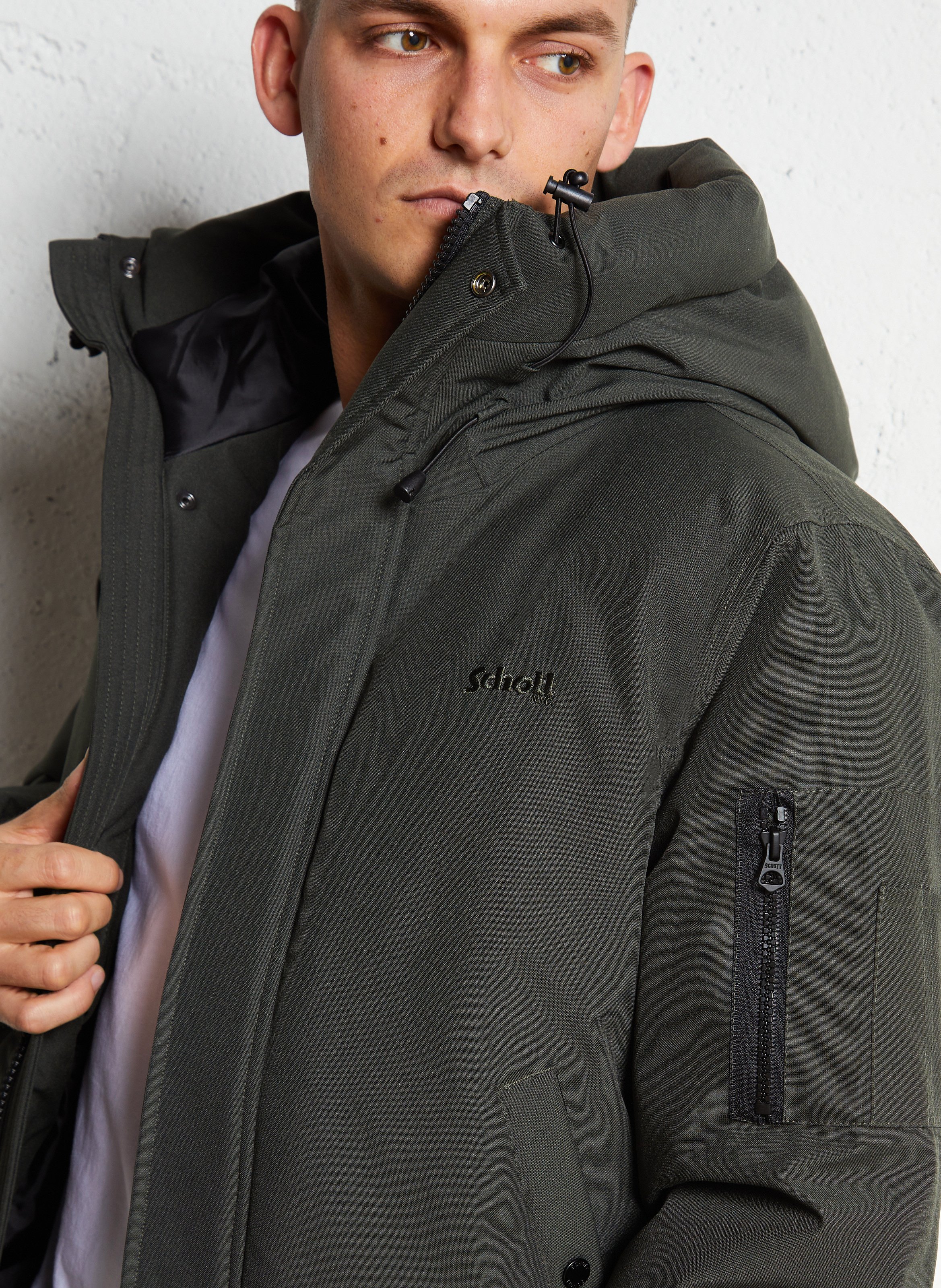 Blouson col montant  SCHOTT Vert