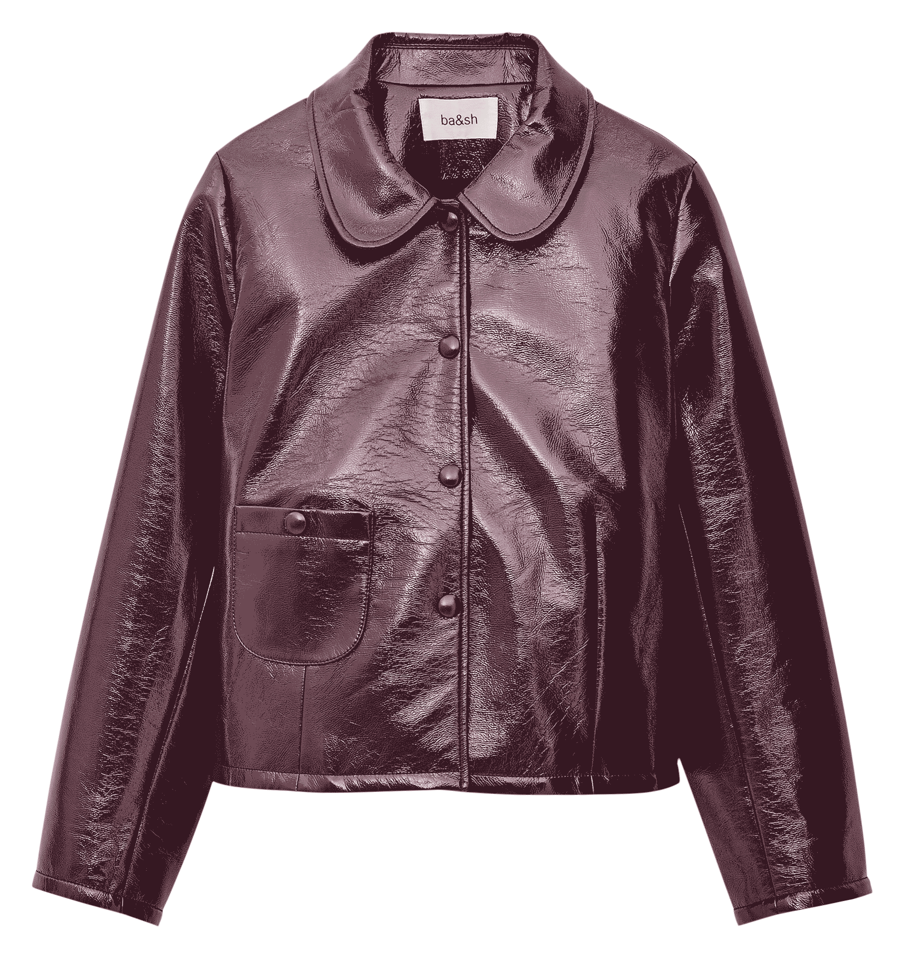 Veste droite col claudine effet cuir BA&SH Prune