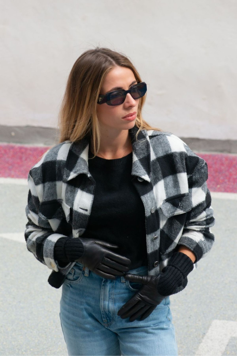 Cécilia Mobility Leather Gloves Lined with Cashmere AGNELLE Black