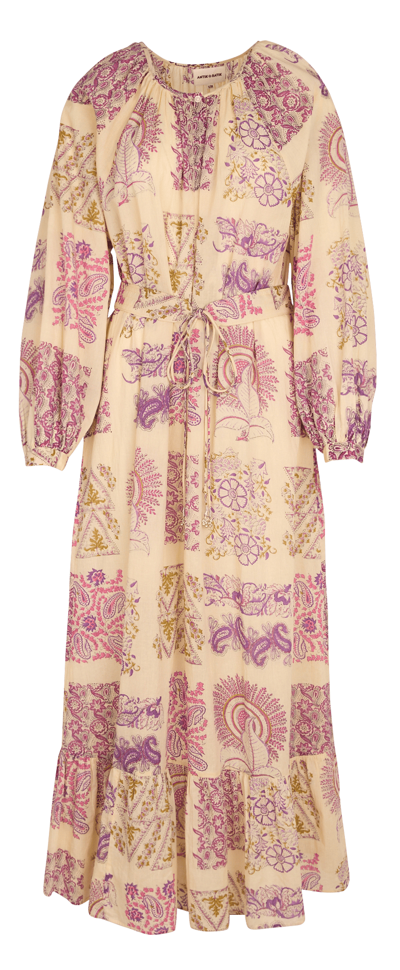 Robe longue col rond imprimé ANTIK BATIK Beige