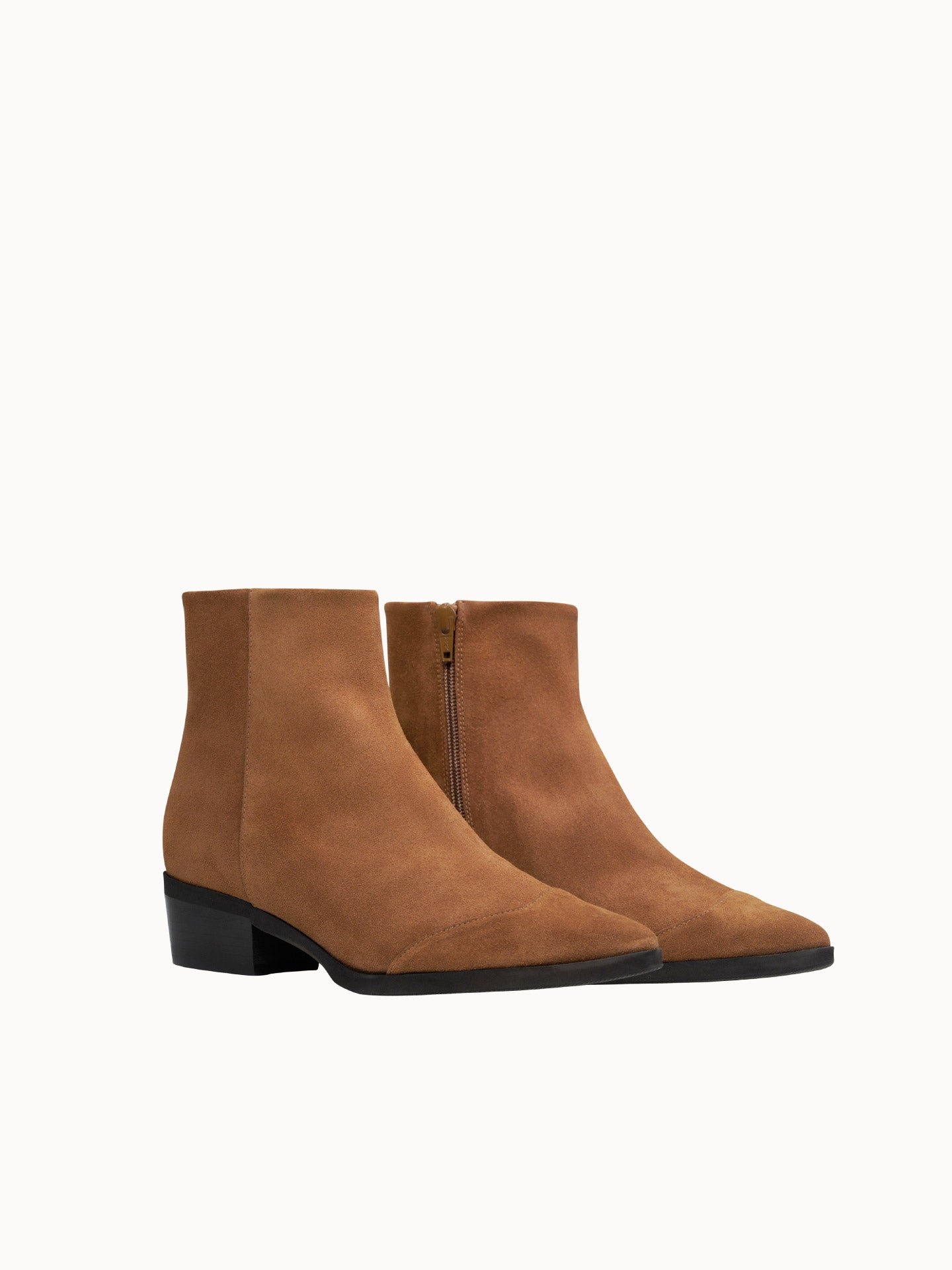 Heeled suede leather mid-calf boots EMZI PARIS Brown