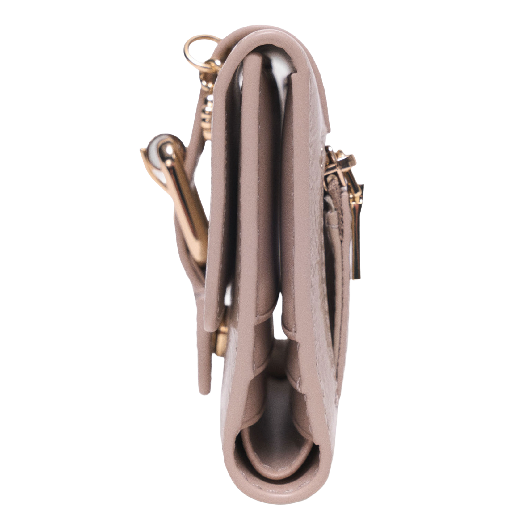 Portefeuille à rabat uni en cuir MAJE Beige