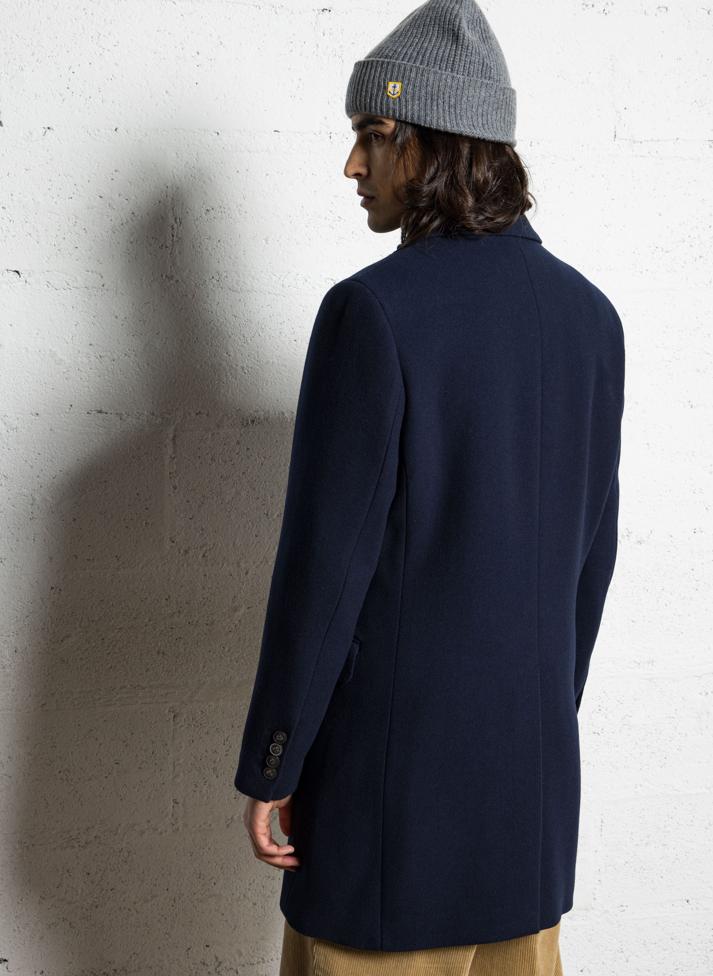 Manteau droit en laine mélangée HACKETT Bleu