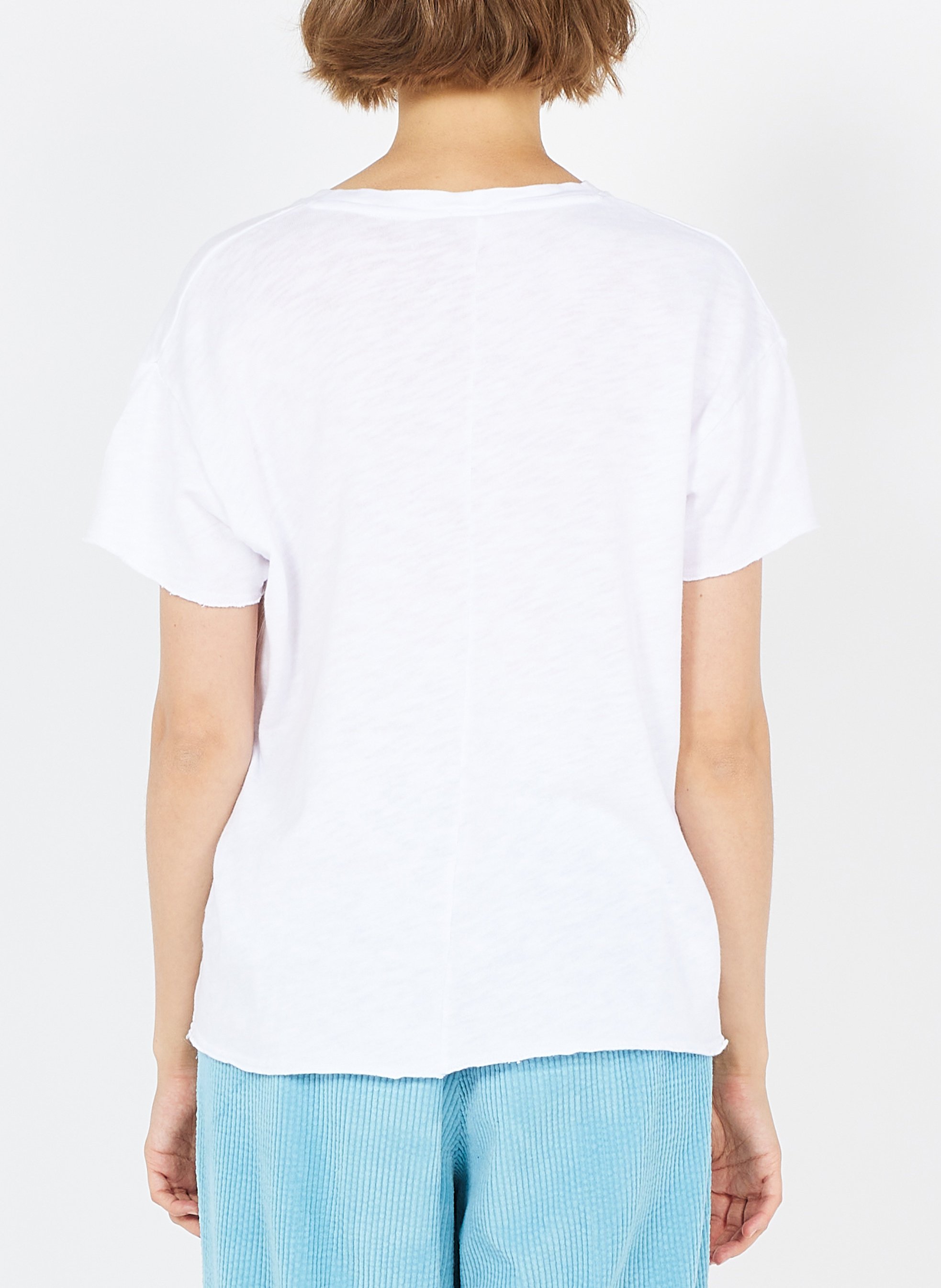 Recht, katoenen T-shirt met ronde hals AMERICAN VINTAGE Wit