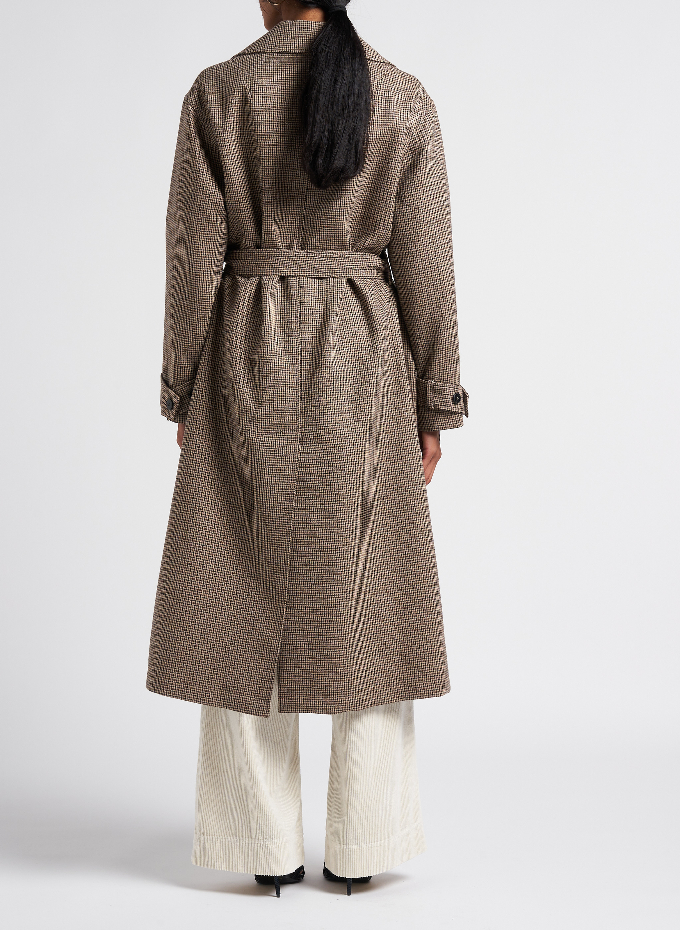 Long wool-blend trench coat with tailored collar POMANDERE Multicolored