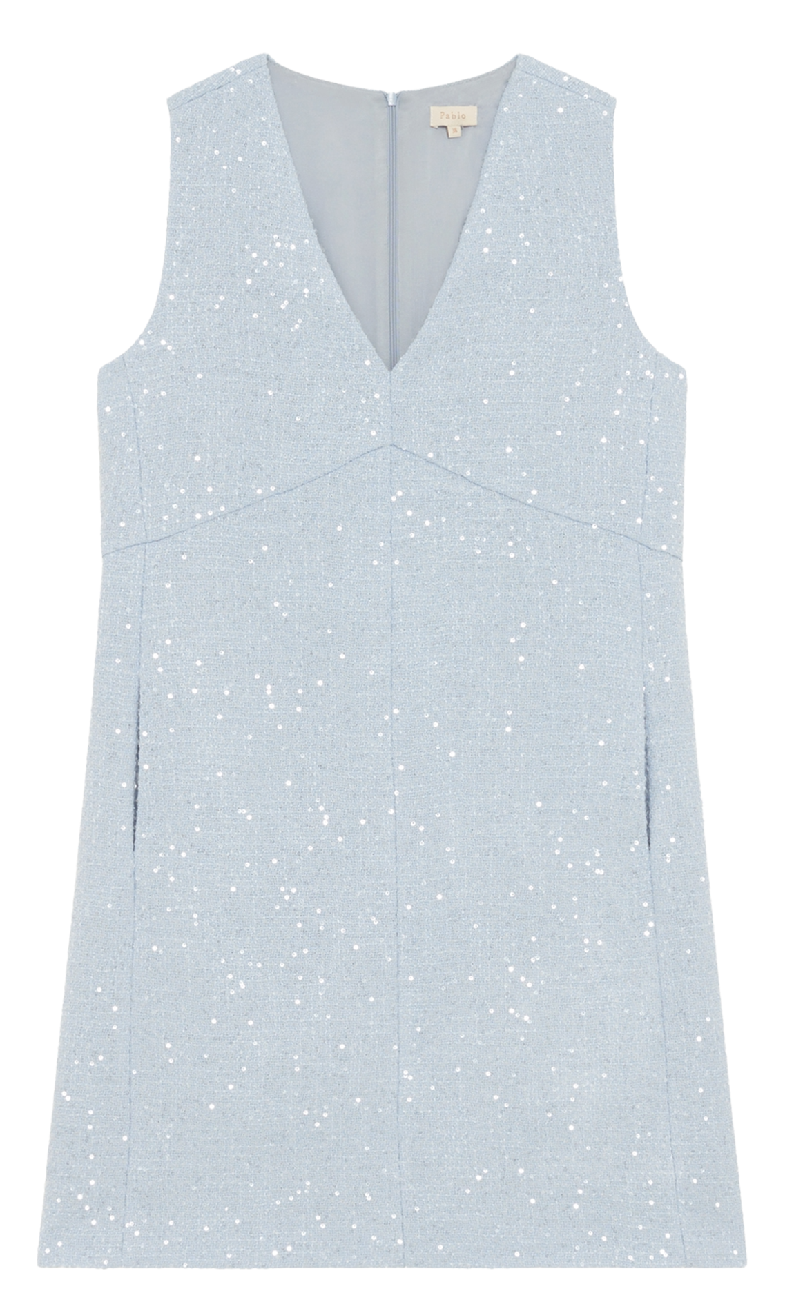 Rechte jurk met V-hals PABLO Blauw