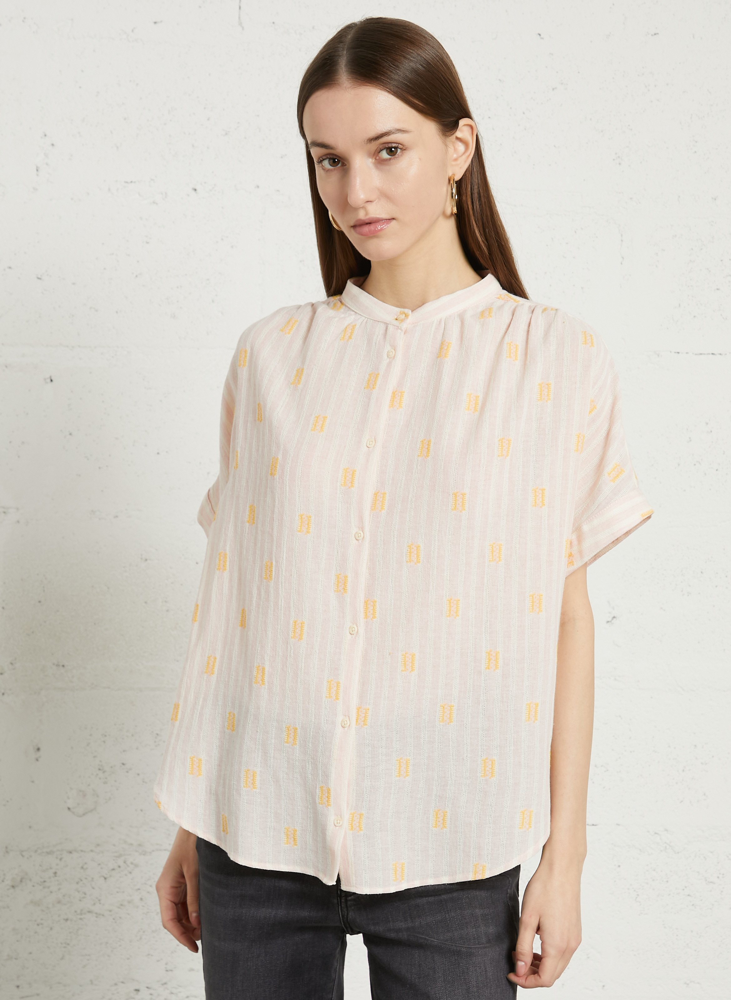 Bedrucktes Hemd mit klassischem Kragen SACRECOEUR Rosa