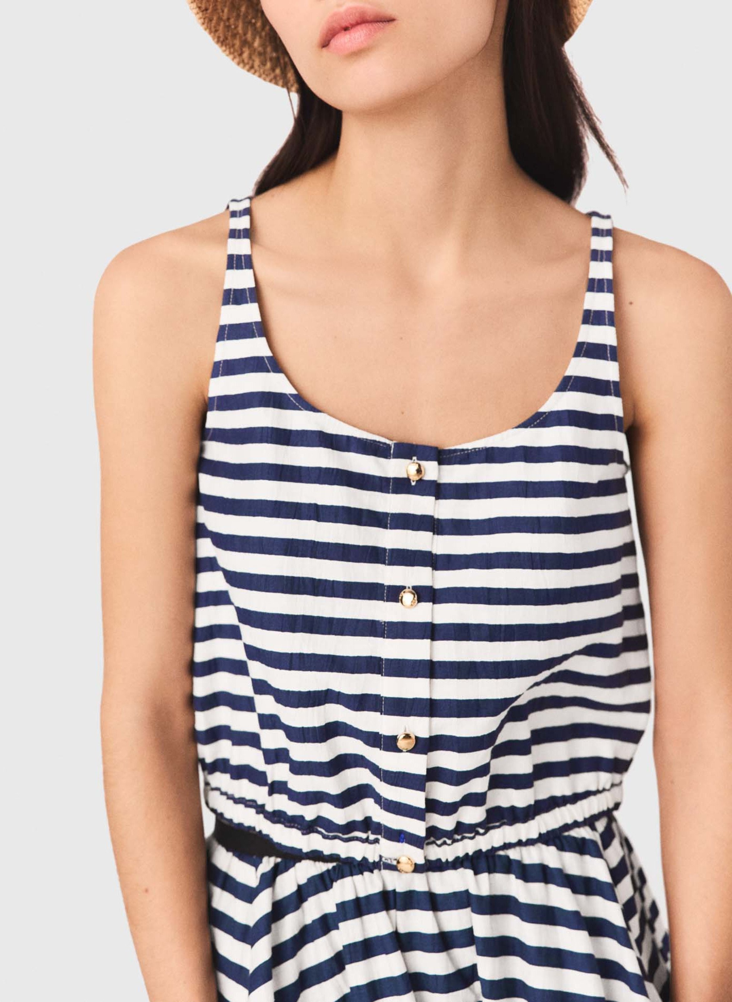 Round-neck straight crop top MAJE White