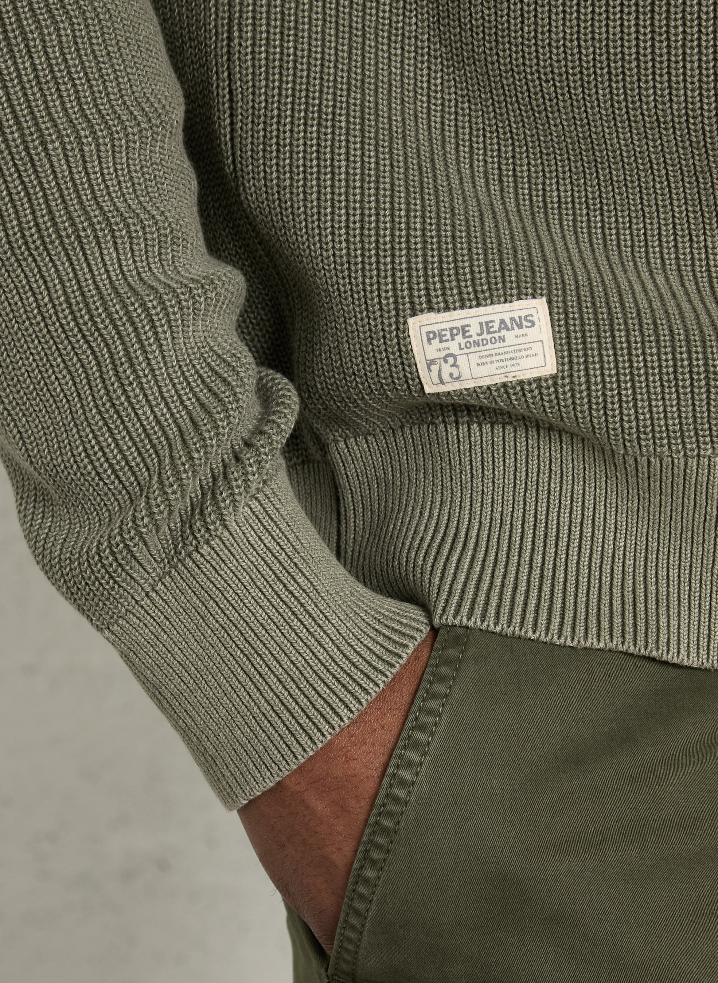 Pull droit côtelé en coton PEPE JEANS Vert