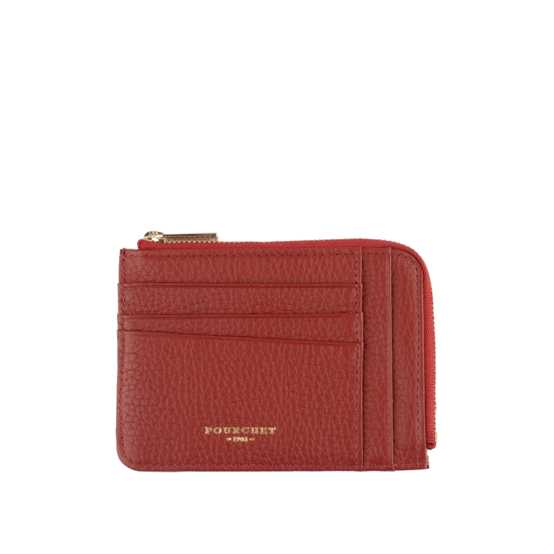 Portefeuille en cuir de vachette POURCHET Rouge