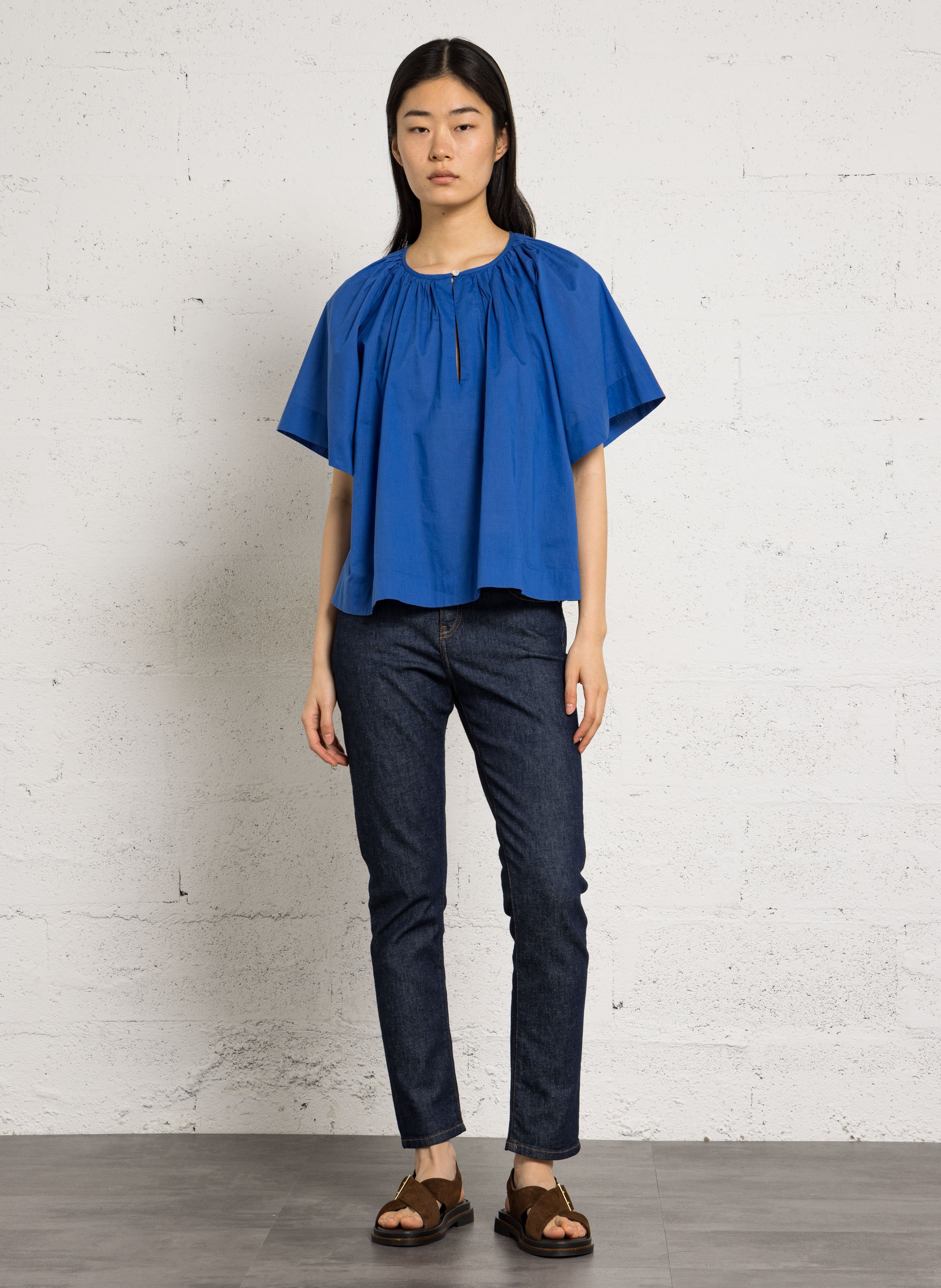 Sandales plates en cuir BOCAGE Marron