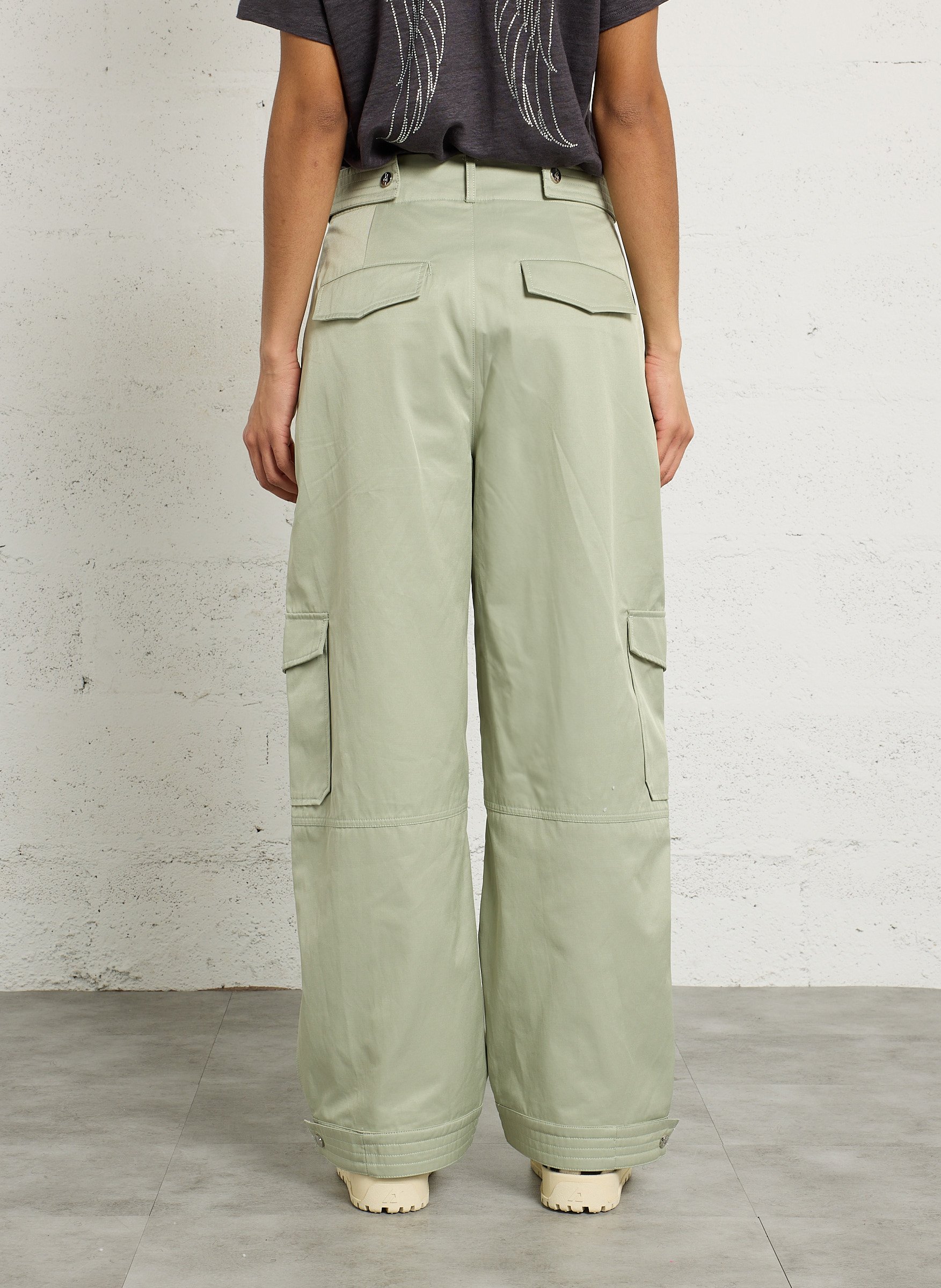 Pantalon cargo en coton mélangé BERENICE Vert