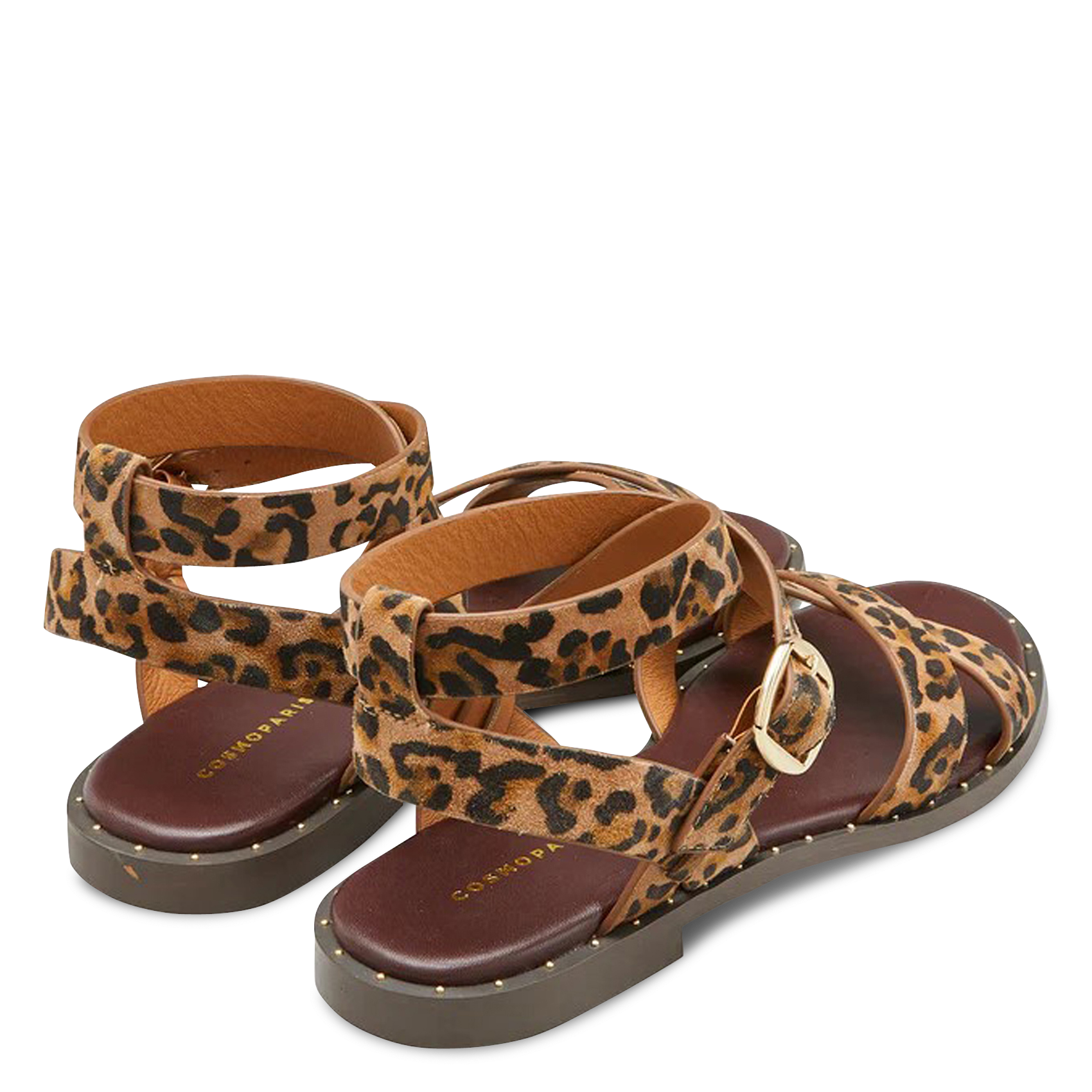 Sandales plates léopard COSMOPARIS Beige