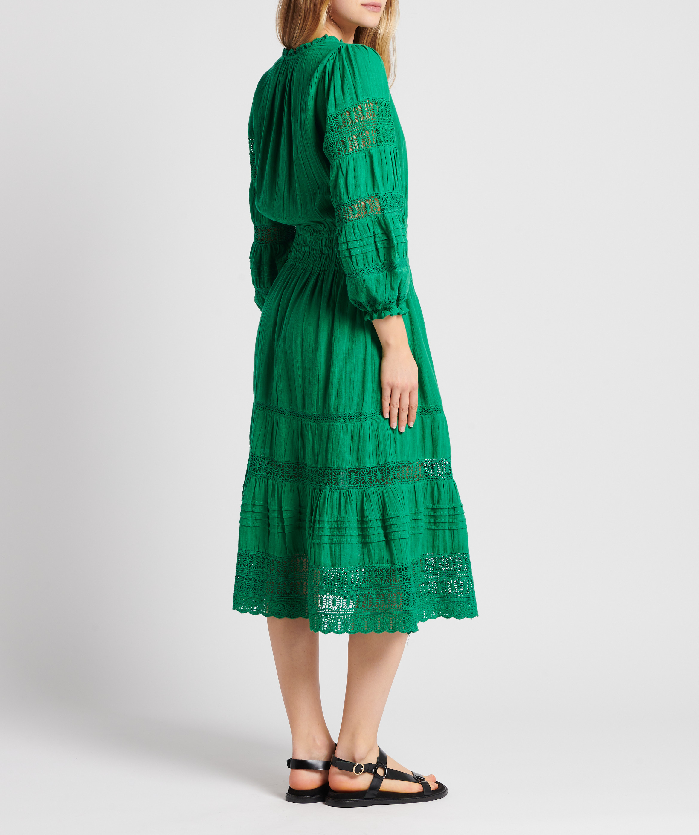 Cotton V-neck midi dress M.A.B.E Green