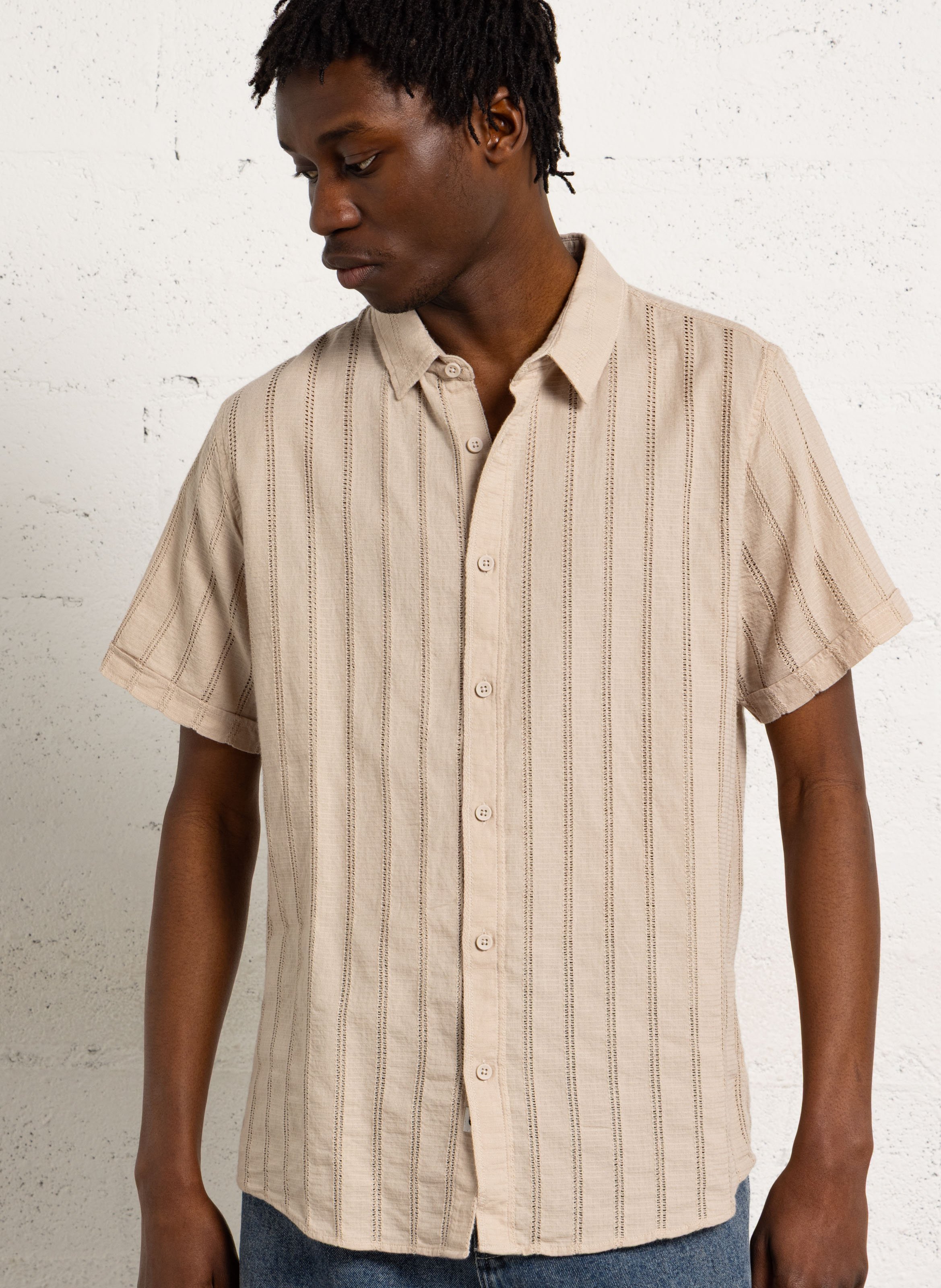 Chemise col classique en coton mélangé LE TEMPS DES CERISES Gris