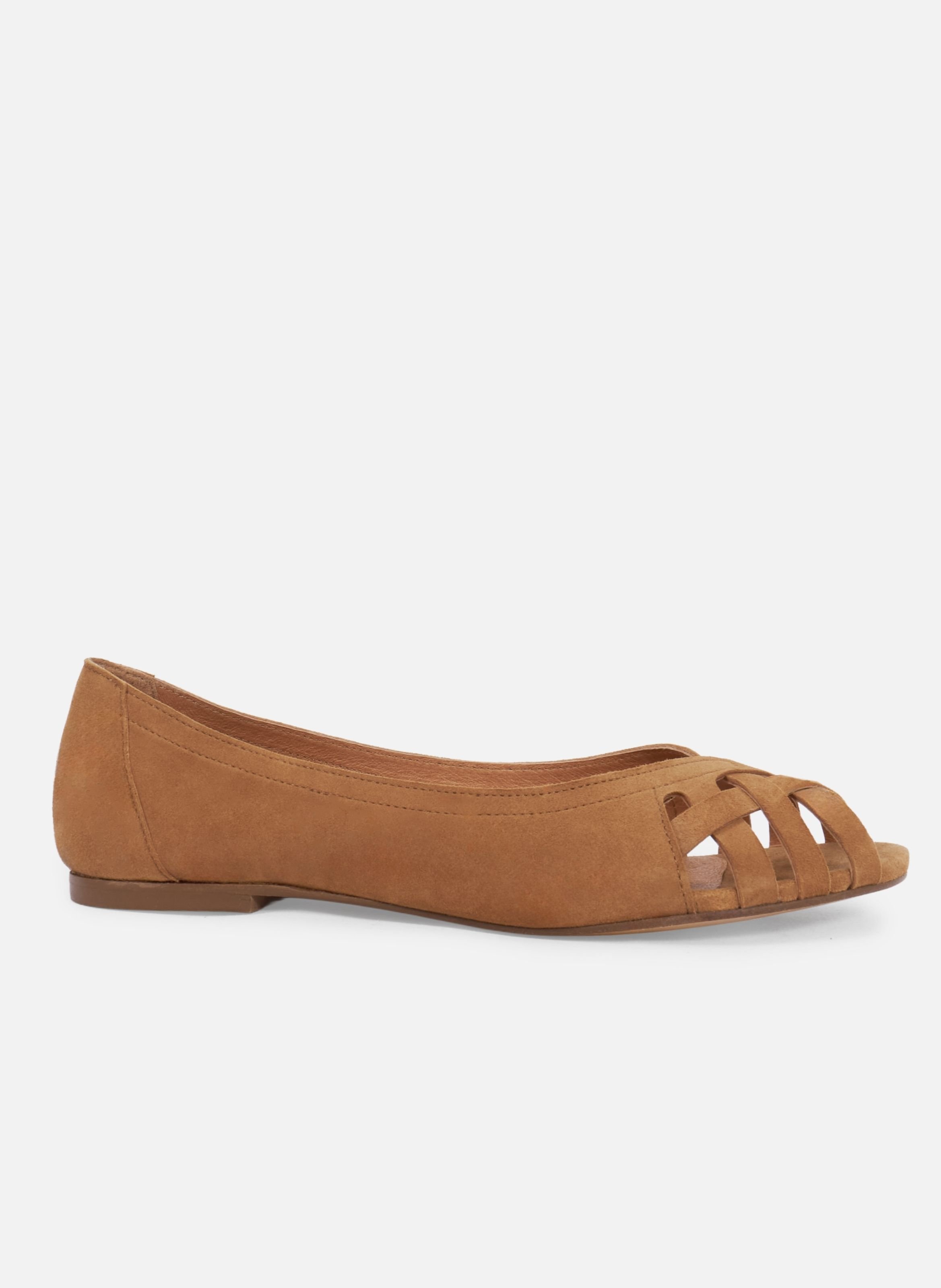 Ballerines brides manon cuir daim JULES & JENN Marron