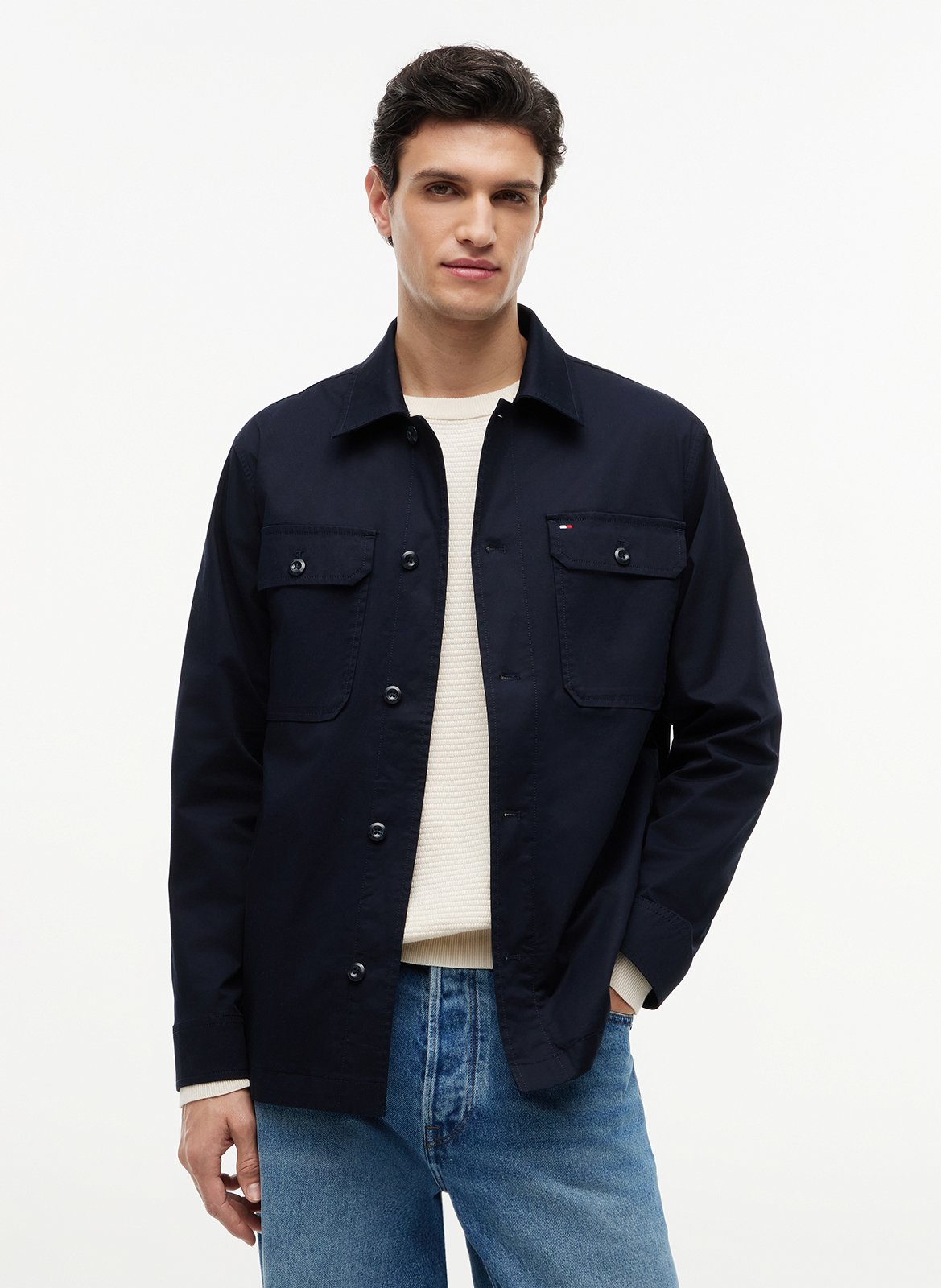 Organic Cotton Blend Overshirt TOMMY HILFIGER Blue