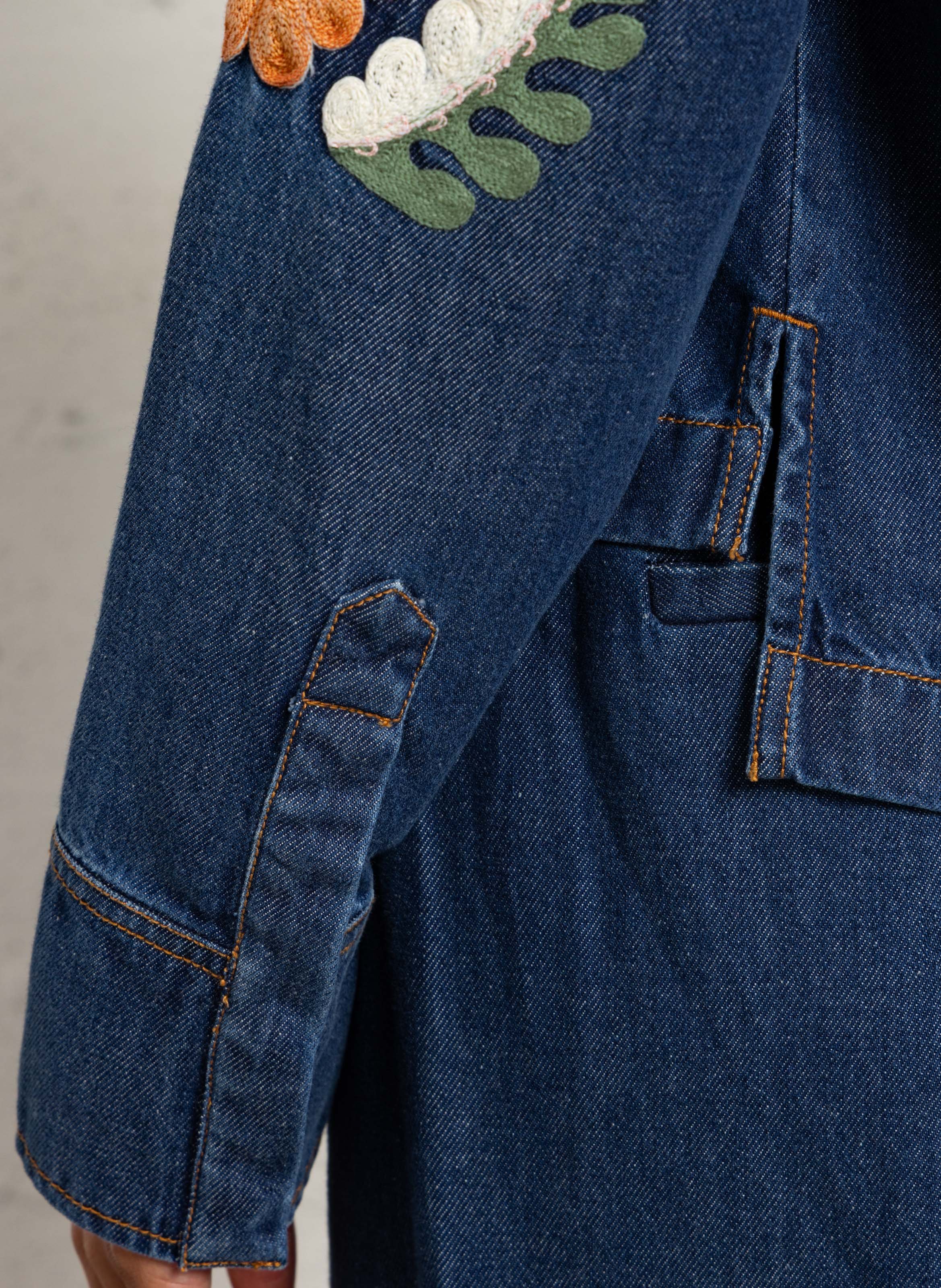 High-waisted cotton-blend canvas jeans LOUISE MISHA Blue