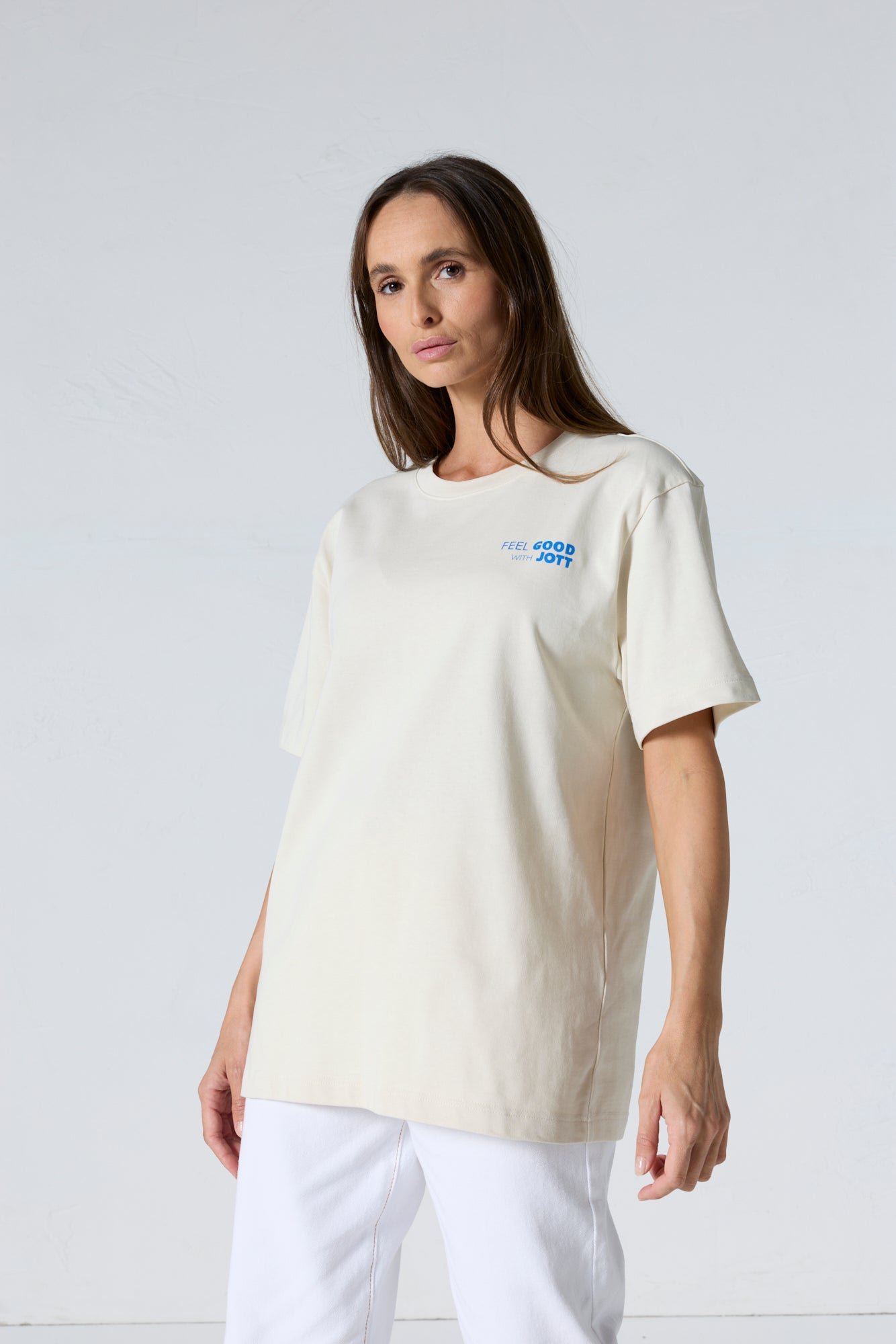 Round neck unisex printed kood t-shirt JOTT White