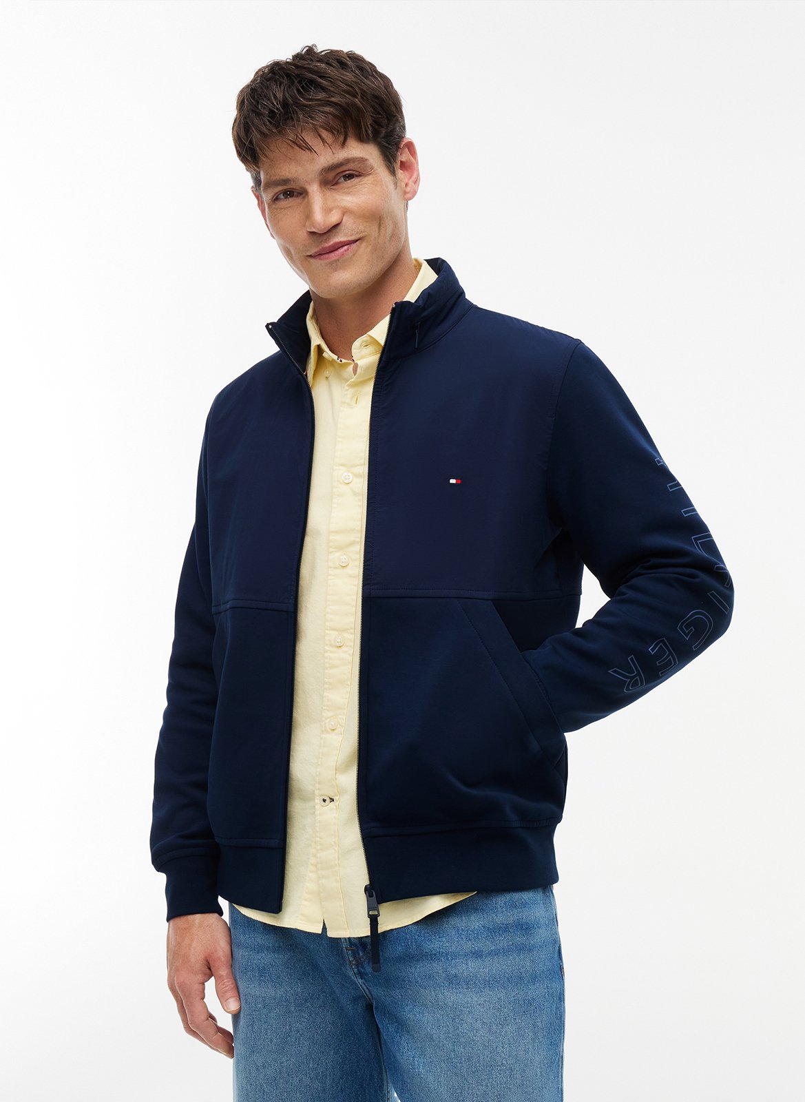 Gerader Sweatshirt mit Reißverschluss aus Baumwollmischung TOMMY HILFIGER Blau