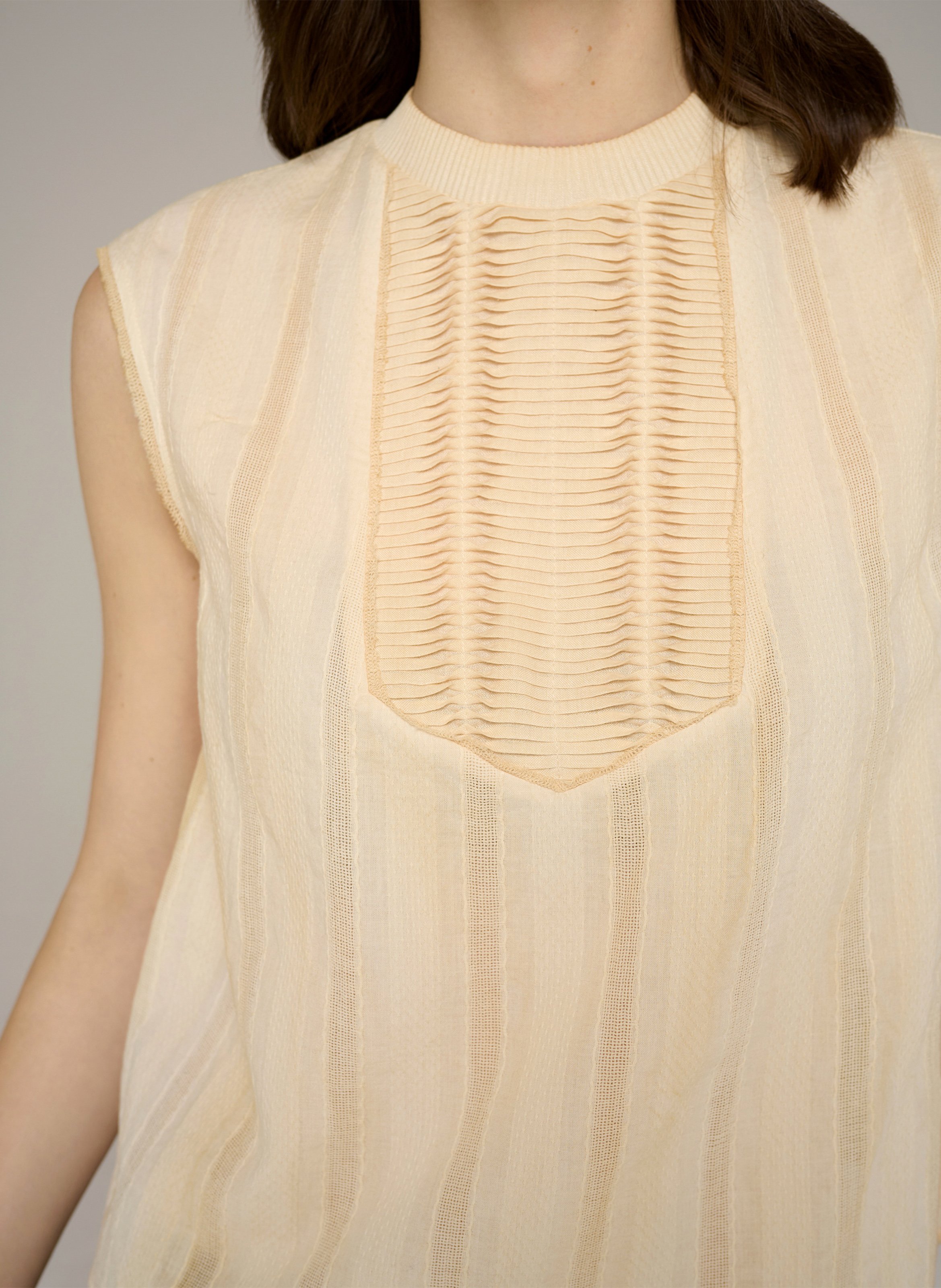 Débardeur uni brodé en coton  COTELAC Beige