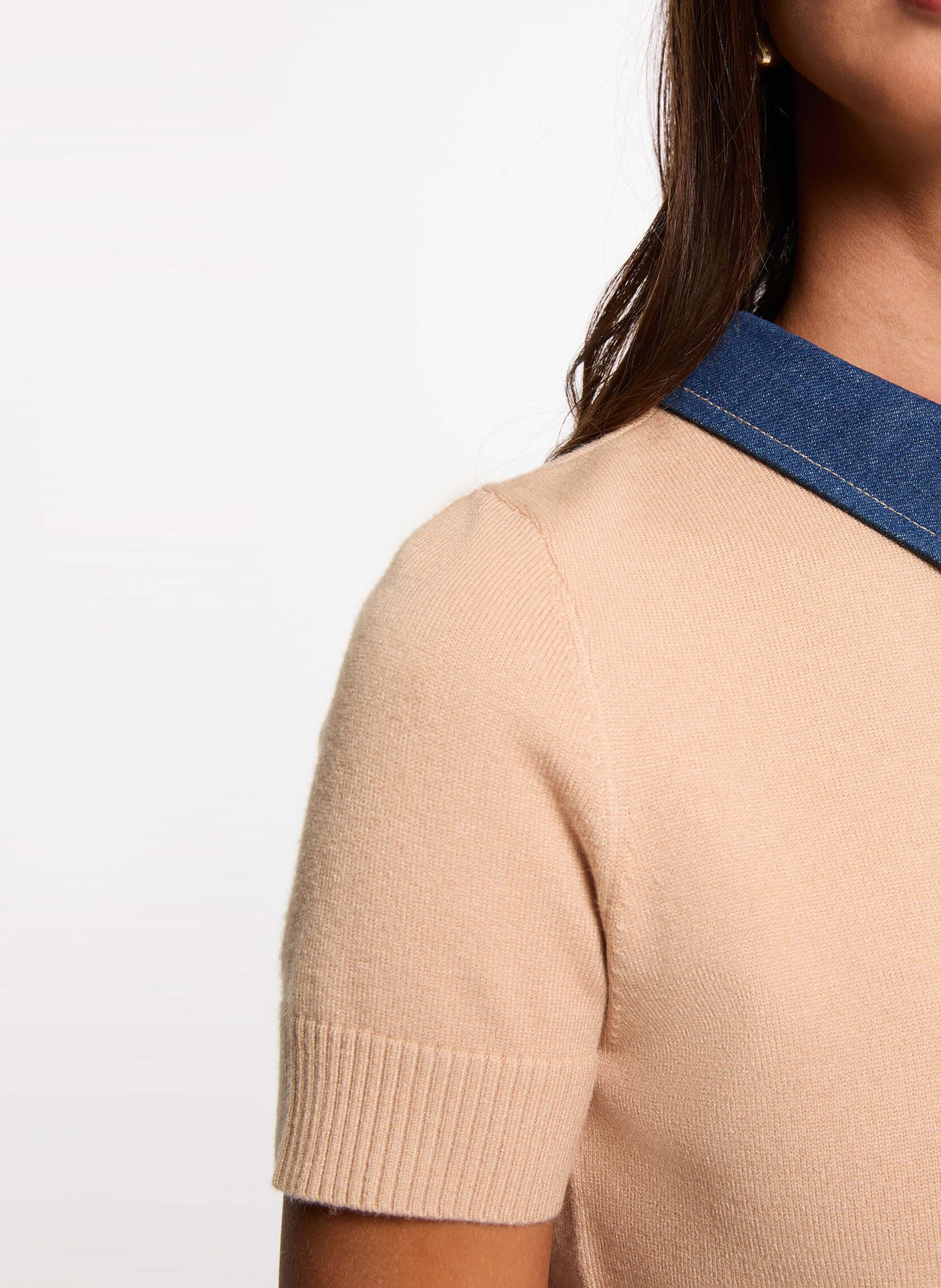Denim polo neck sweater | Brown MORGAN Women