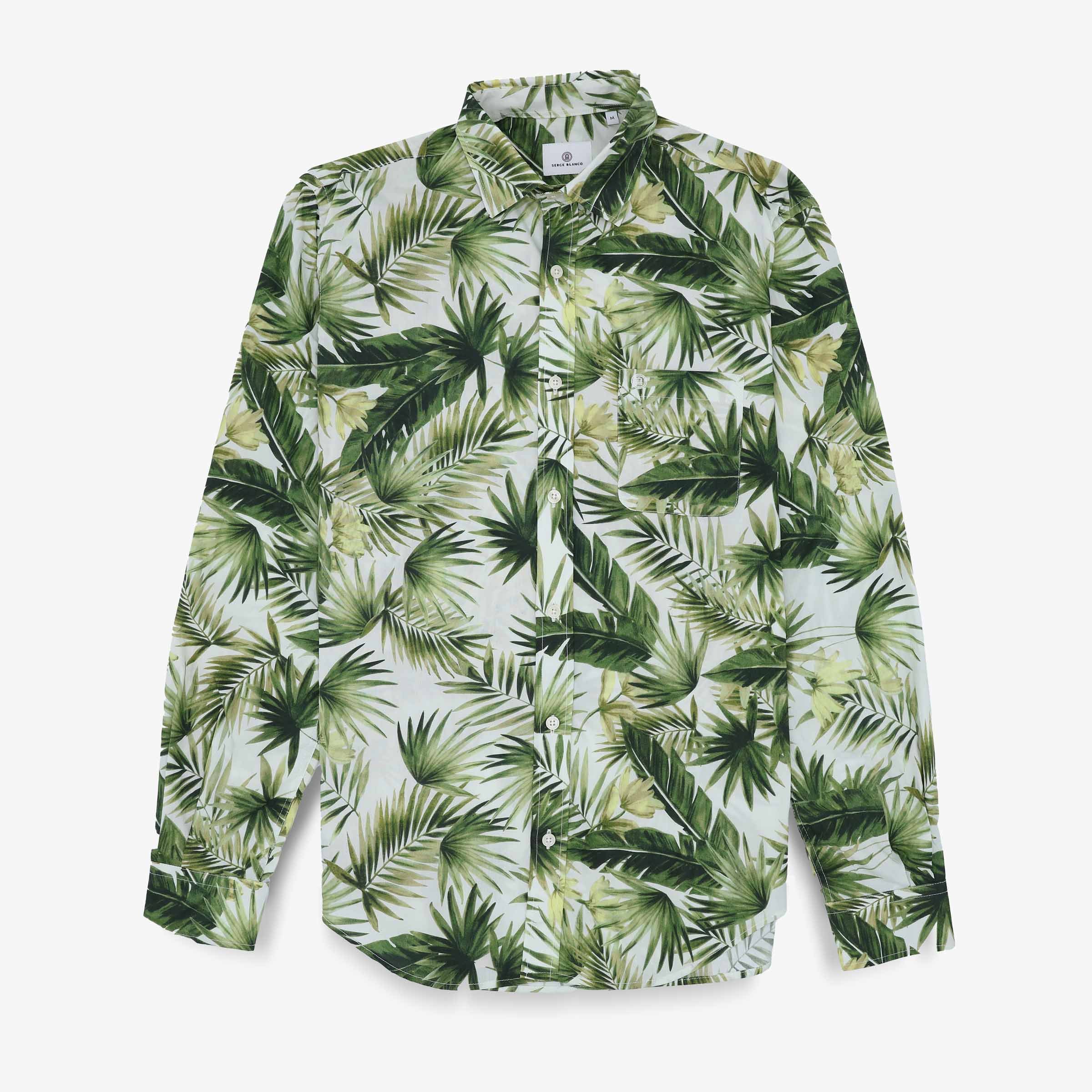 Chemise manches longues brodée en coton SERGE BLANCO Vert