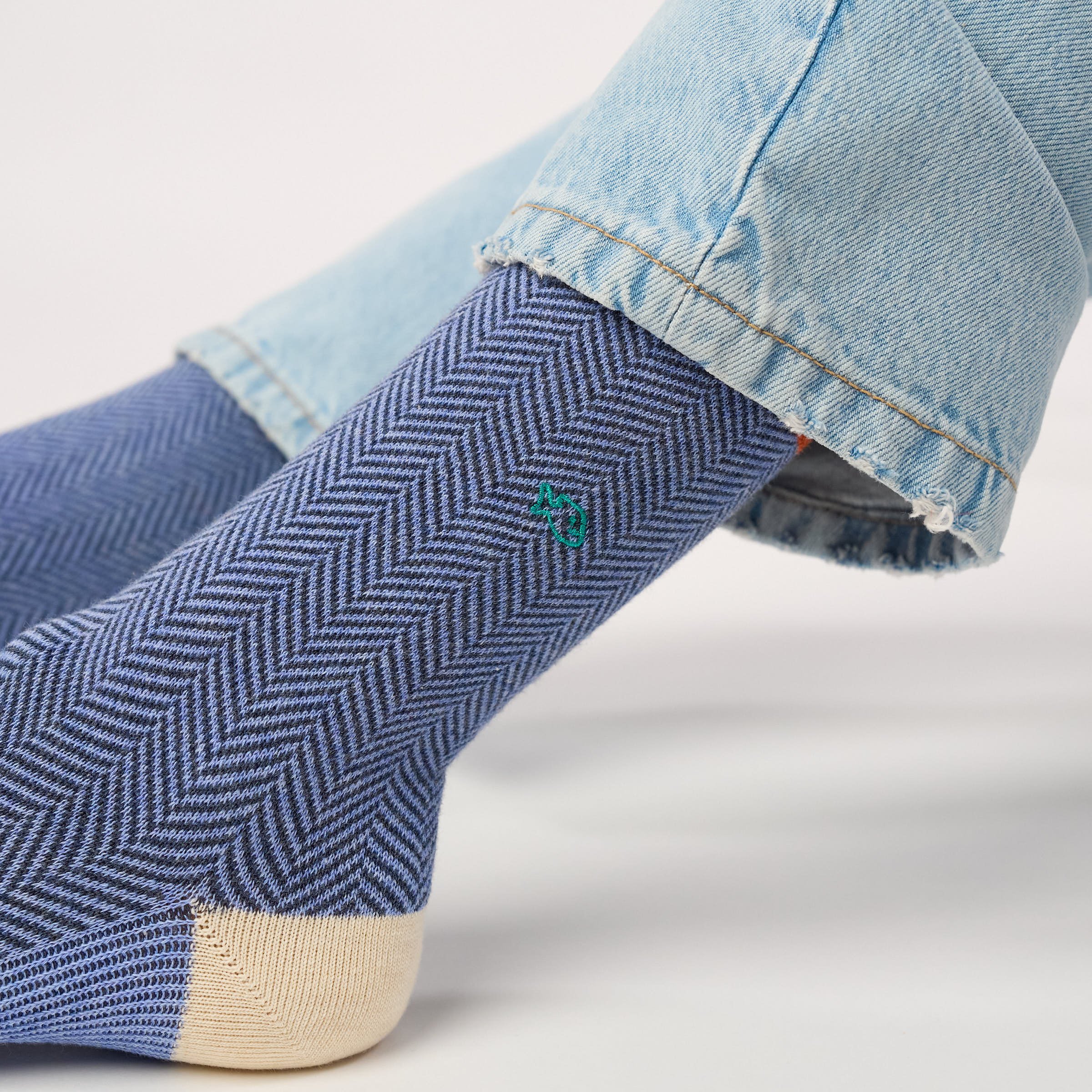 Combed cotton herringbone socks | Blue BILLYBELT Men
