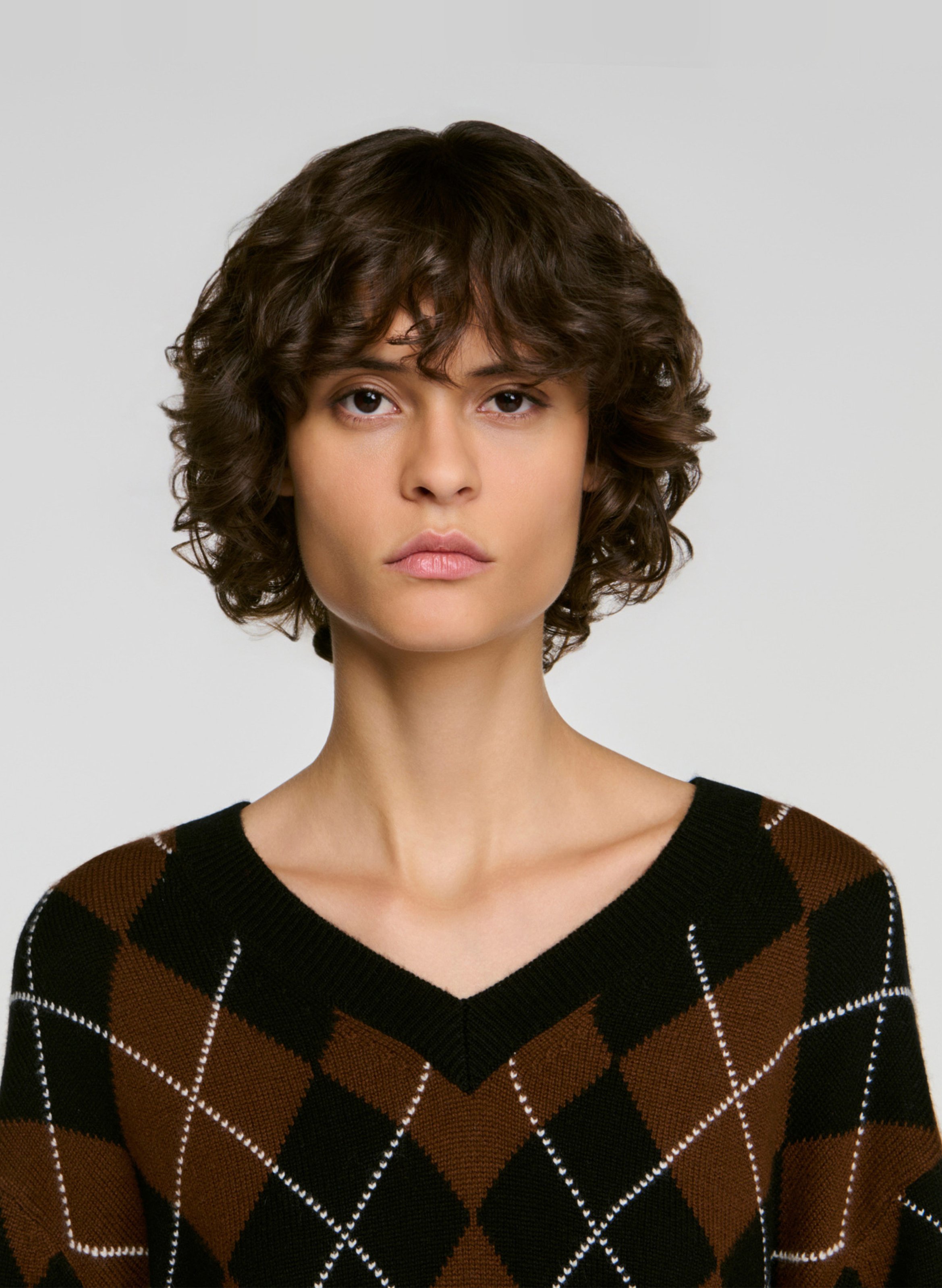 Pull imprimé en laine et cachemire SANDRO Noir