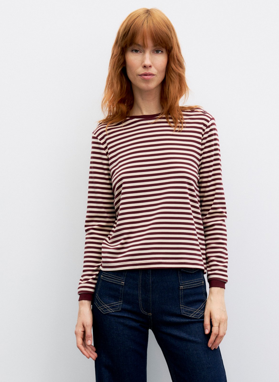 T-shirt manches longues droit col rond rayé GERARD DAREL Rouge