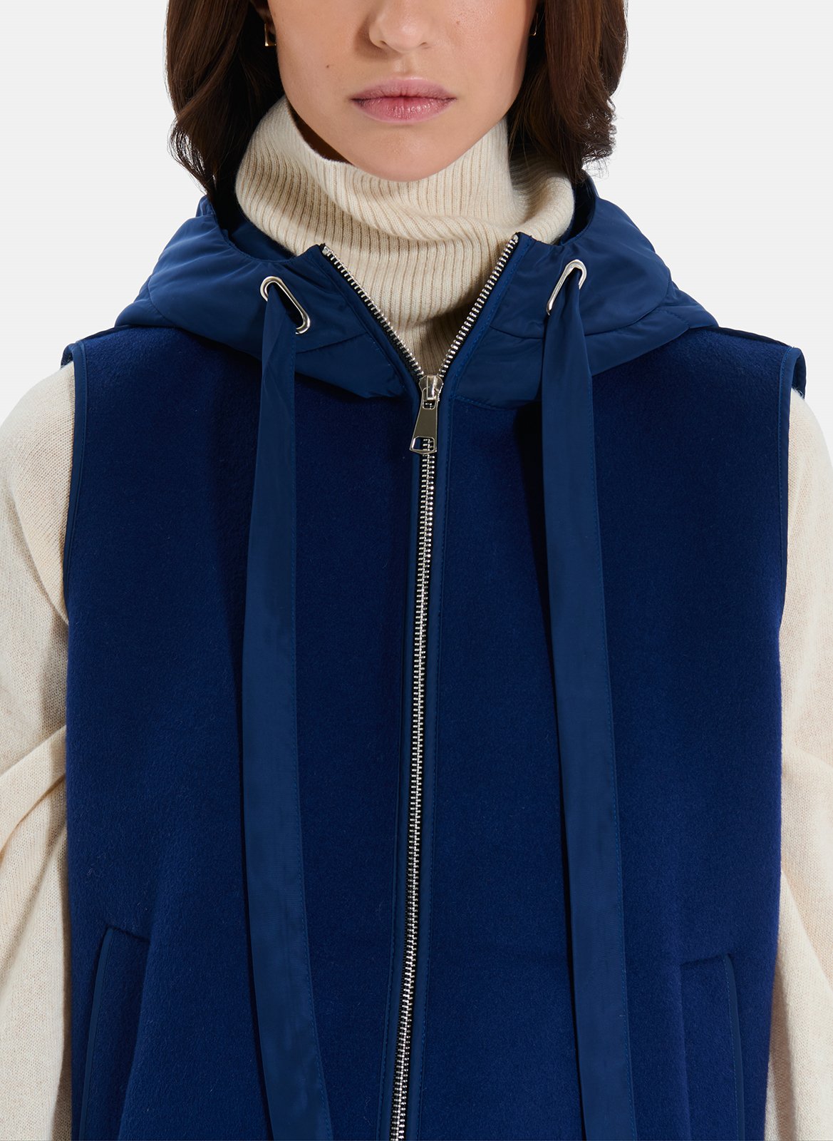 Mouwloos recht vest van gemengde wol ZAPA Blauw