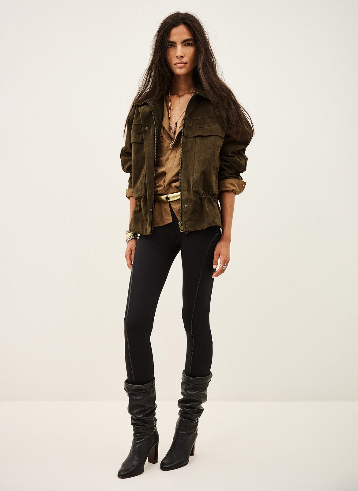 Lederjacke mit Truckerkragen BA&SH Braun