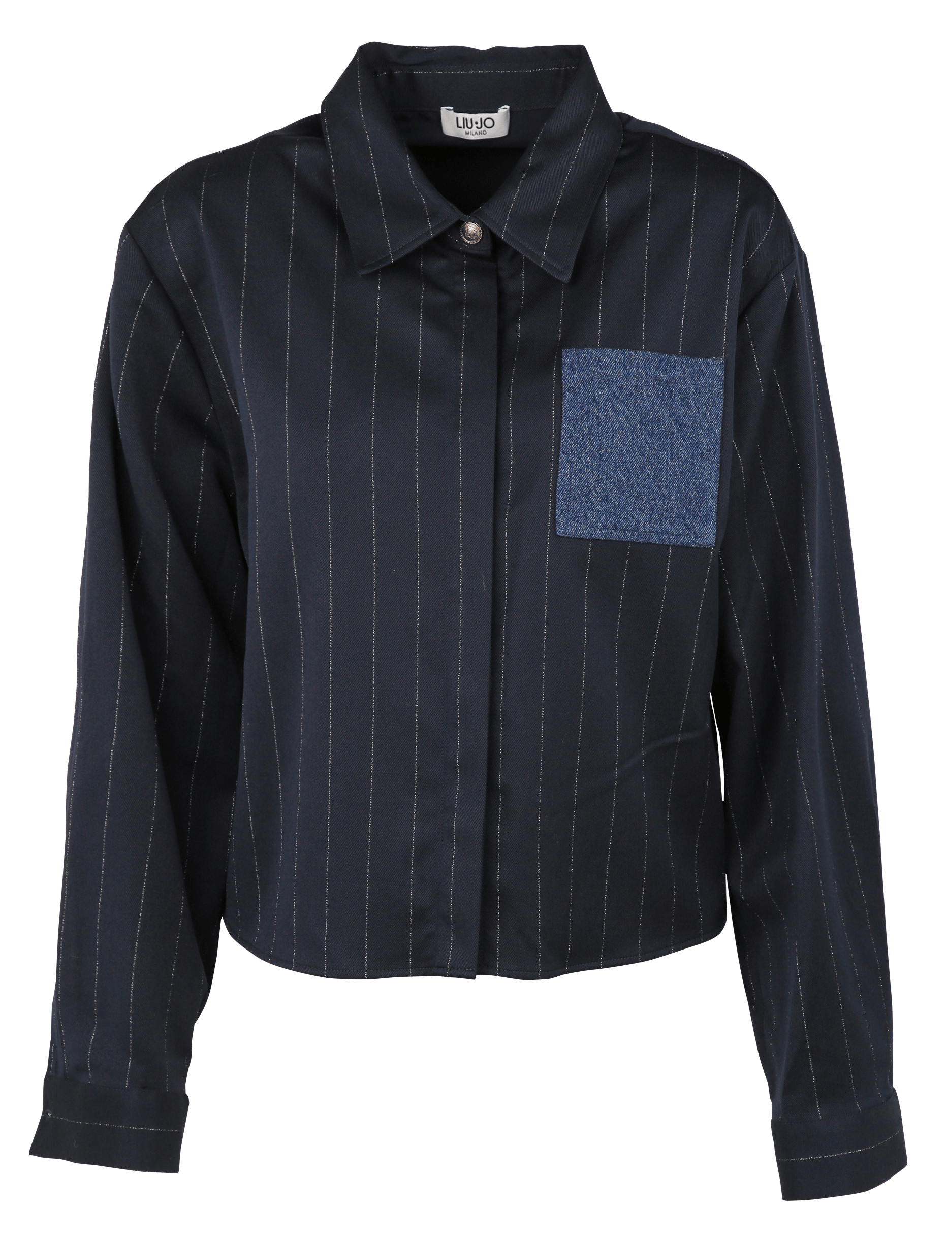 Straight striped shirt with classic collar and pocket LIU JO Blue