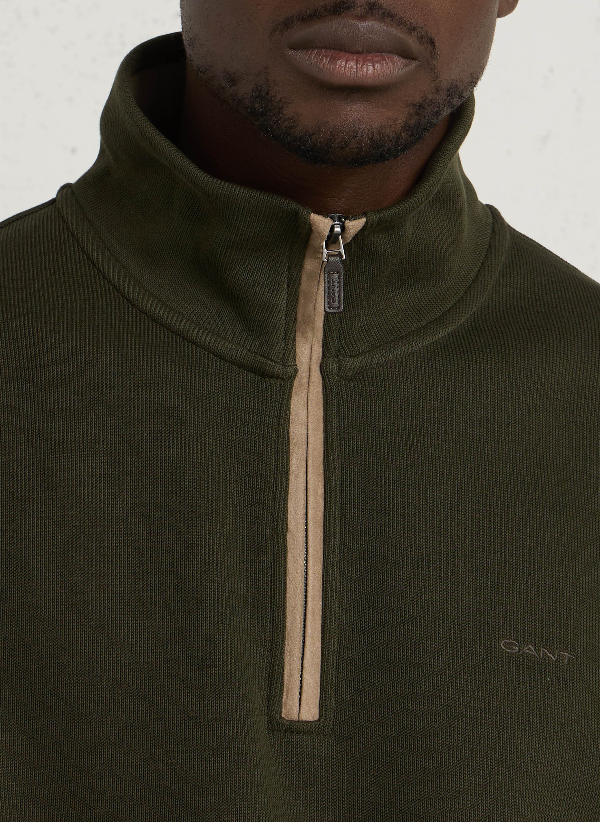 Cotton sweater with polo collar GANT Green