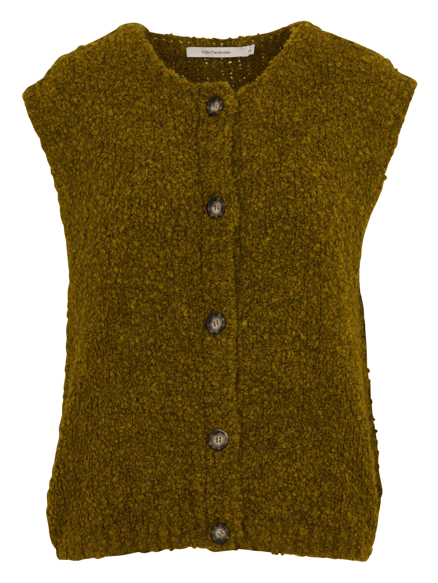 Straight round-neck faux fur-effect cardigan LA FEE MARABOUTEE Green