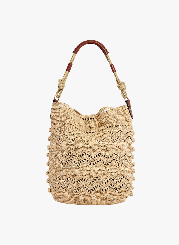 Raffia And Leather Hobo Bag Naturel Vanessa Bruno Women Place
