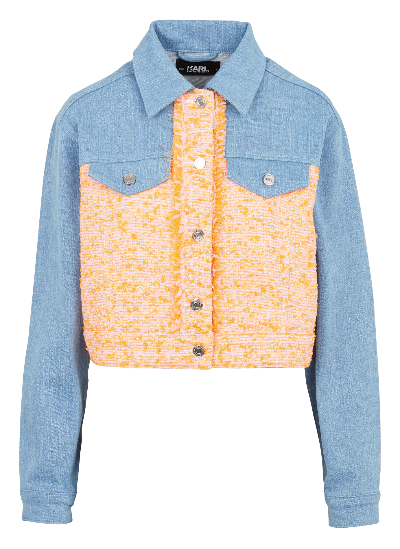 Bouclé fabric and denim jacket KARL LAGERFELD Blue