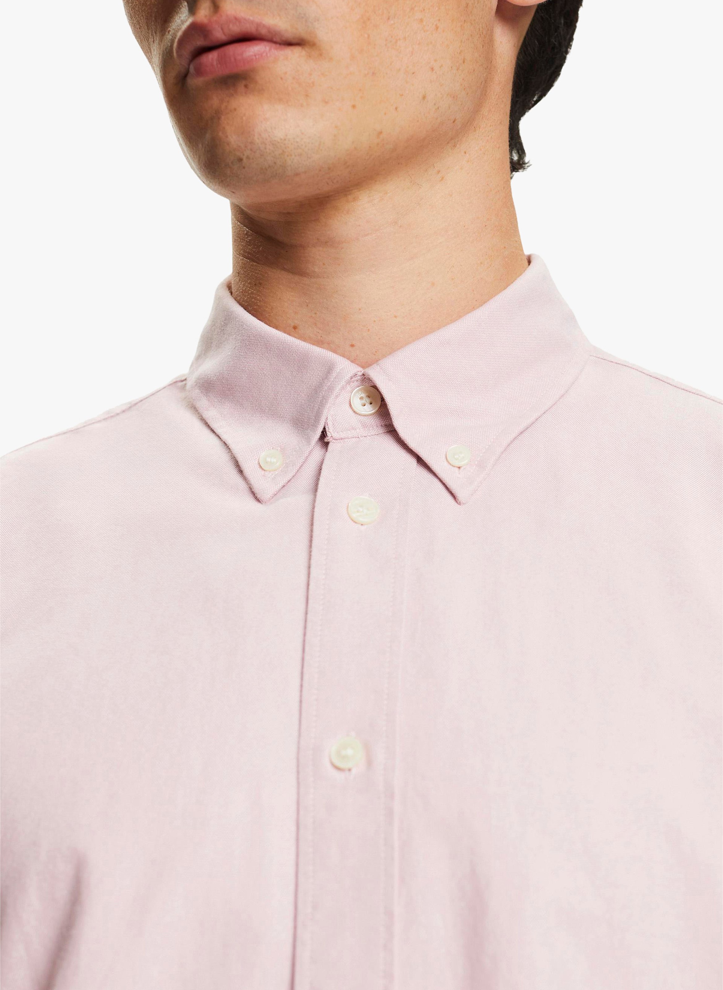 Cotton shirt with button-down collar ESPRIT Pink