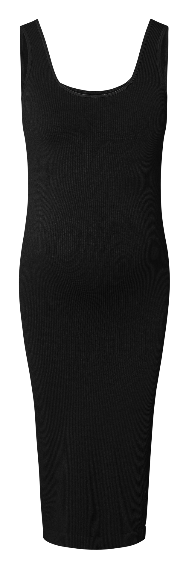 Robe midi col rond côtelée  Noir