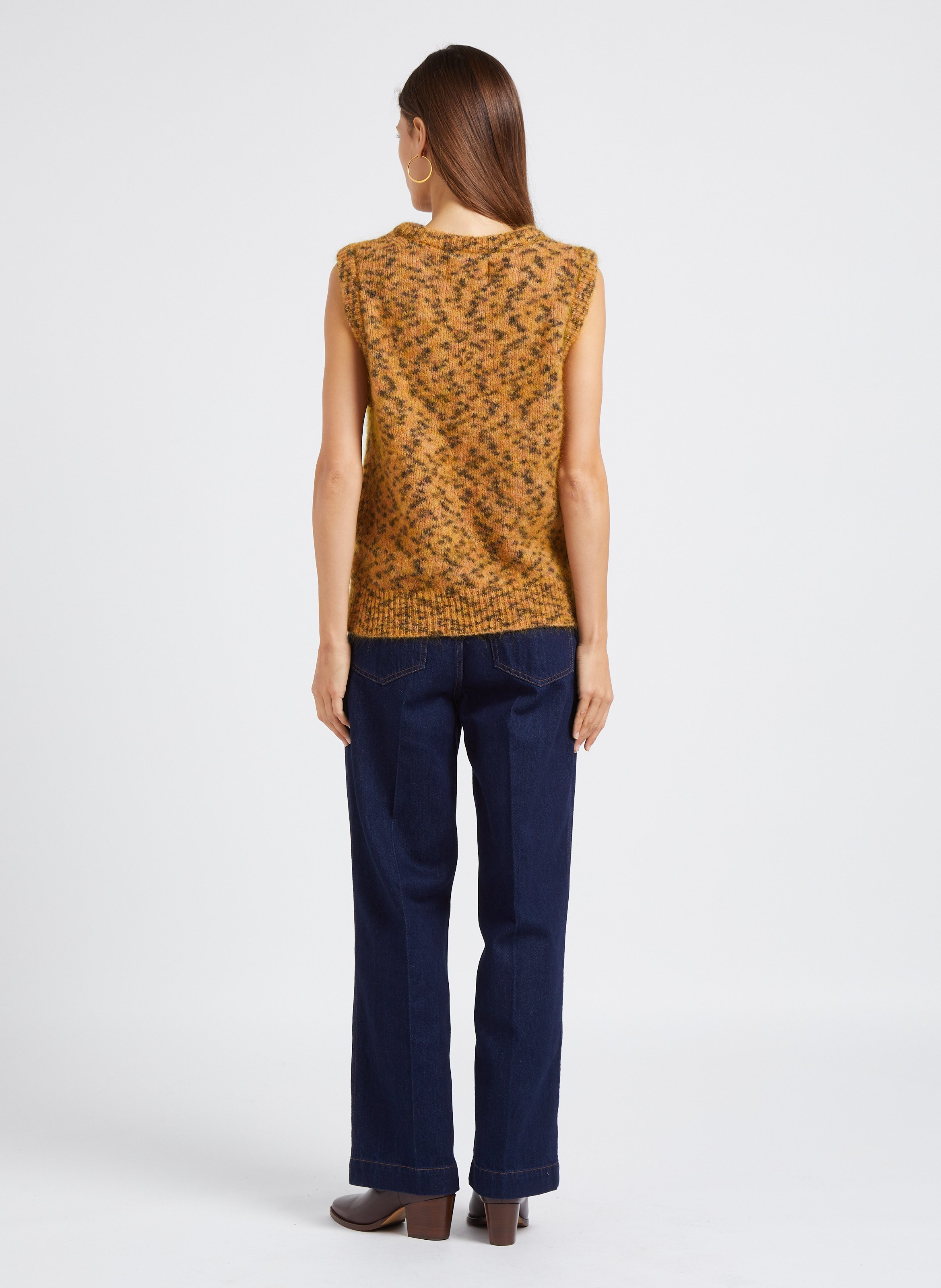 Jean droit taille haute en coton LAB DIP Bleu