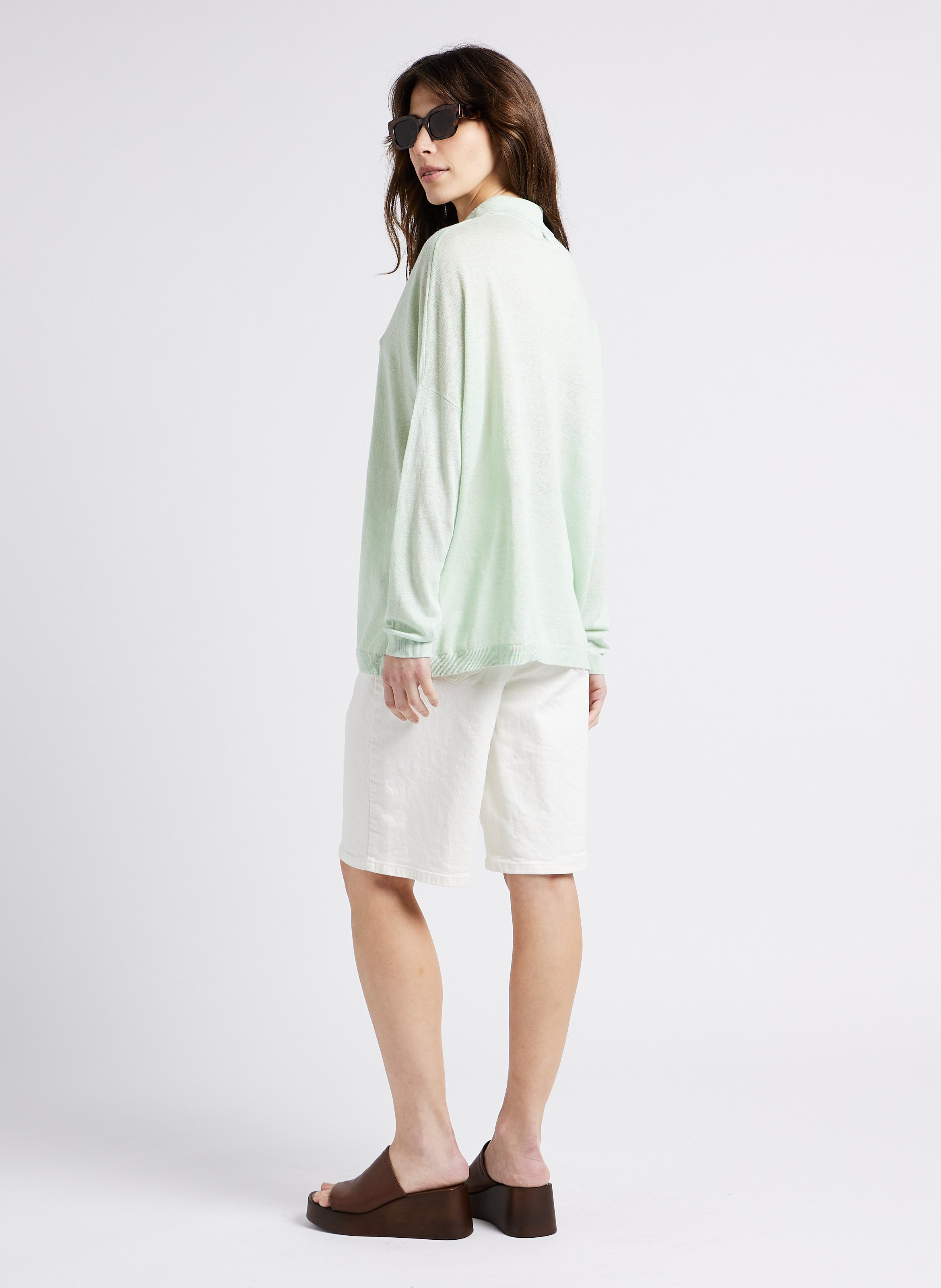 Bermuda taille haute en coton mélangé PLEASE Blanc