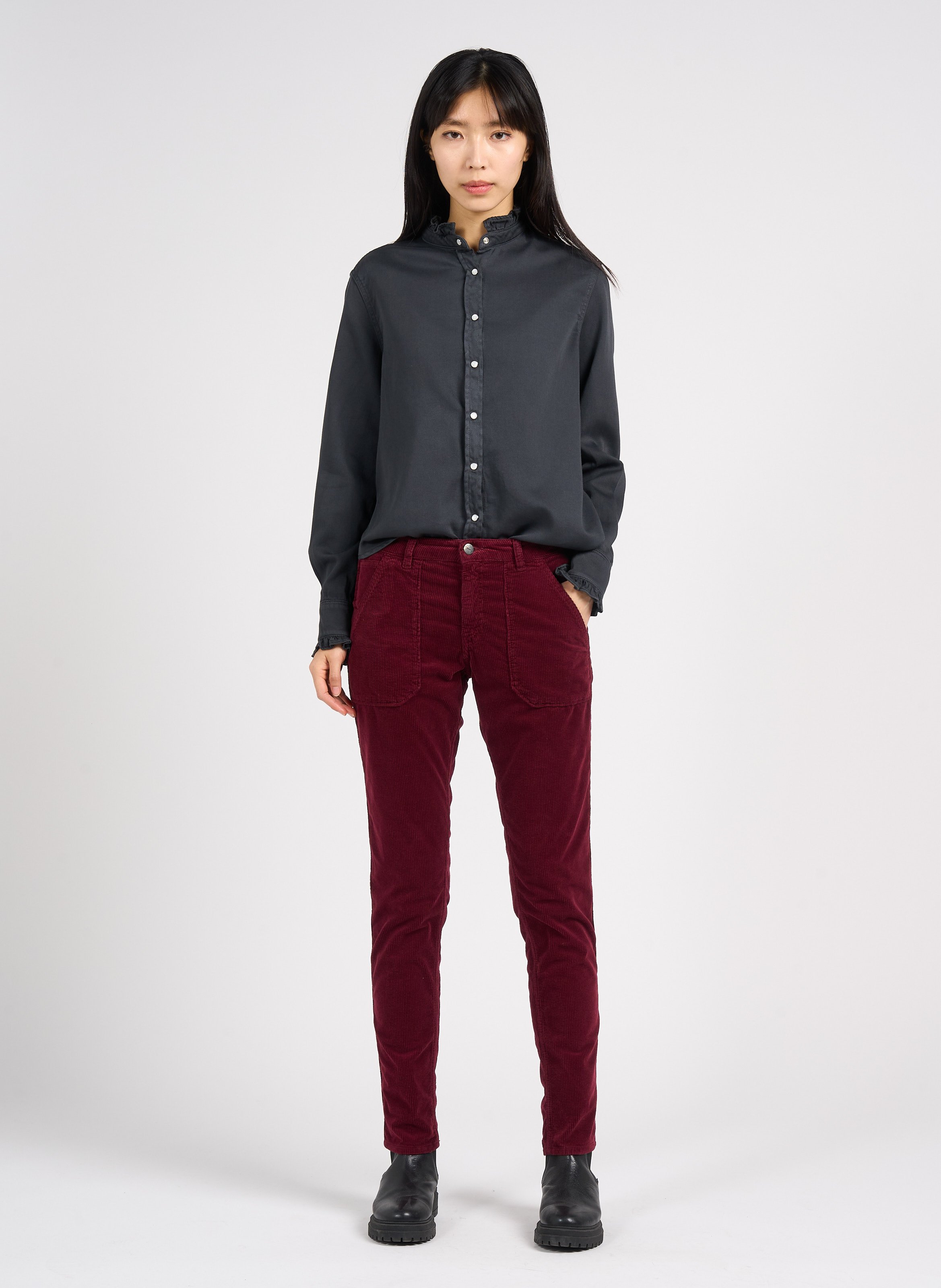 Katoenen blouse met Victoriaanse kraag ACQUAVERDE Grijs