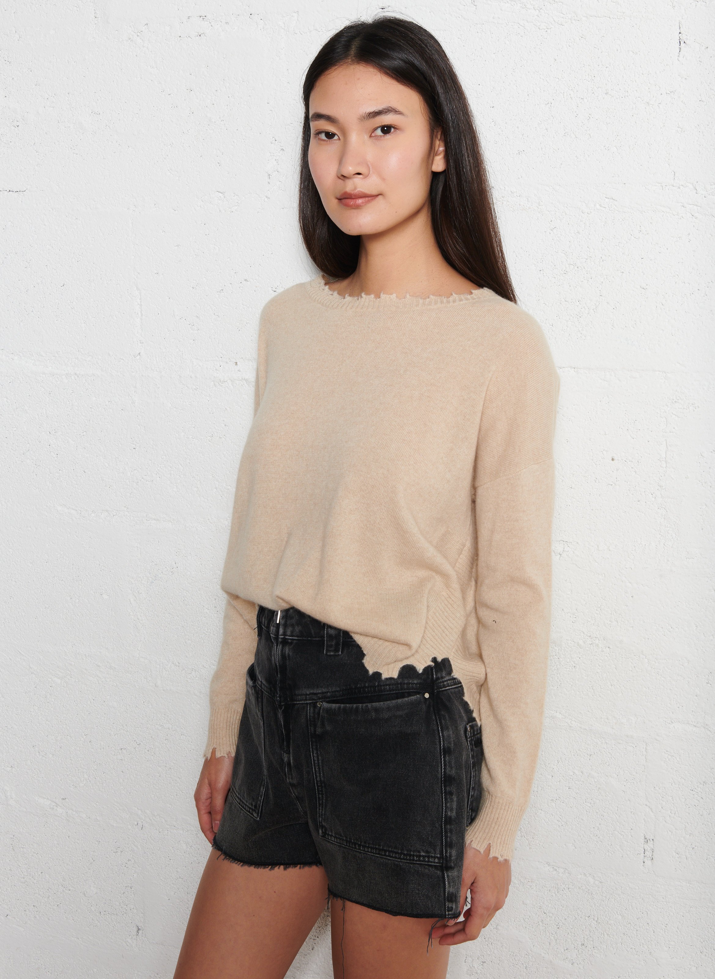 Pull oversize en cachemire maillé KUJTEN Beige