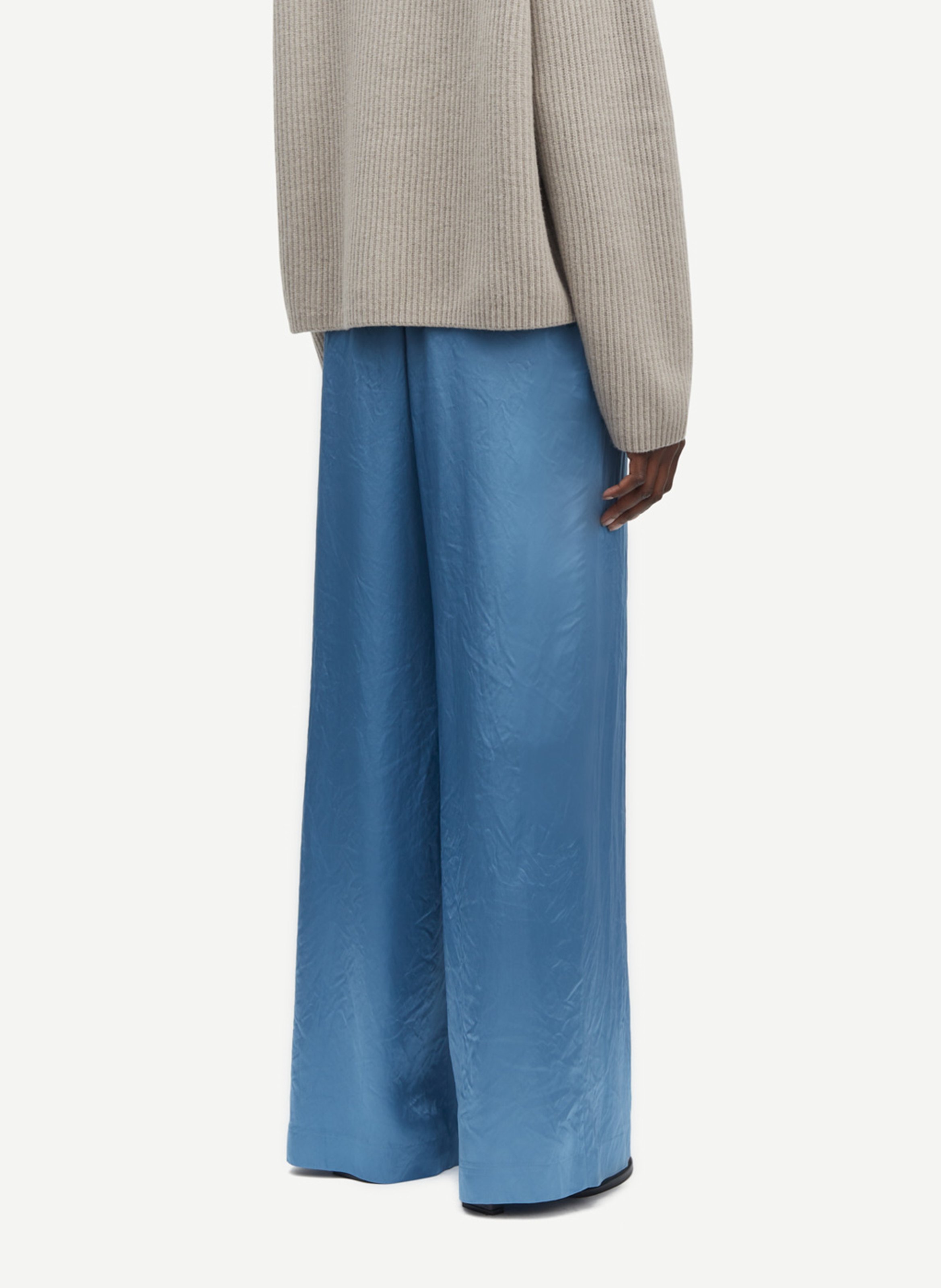 Pantalon large taille mi-haute SAMSOE SAMSOE Bleu