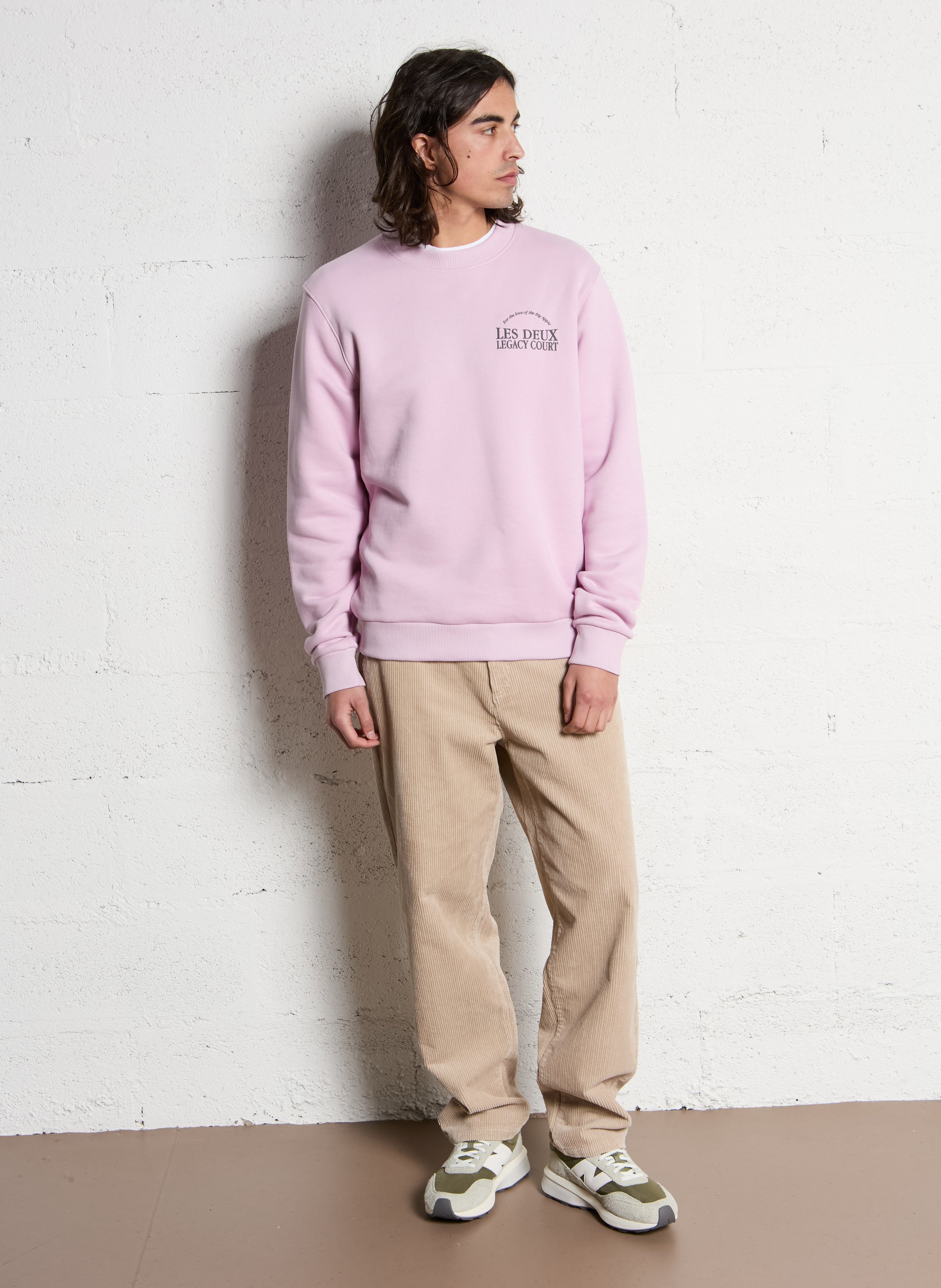 Regular sweatshirt with lettering LES DEUX Pink
