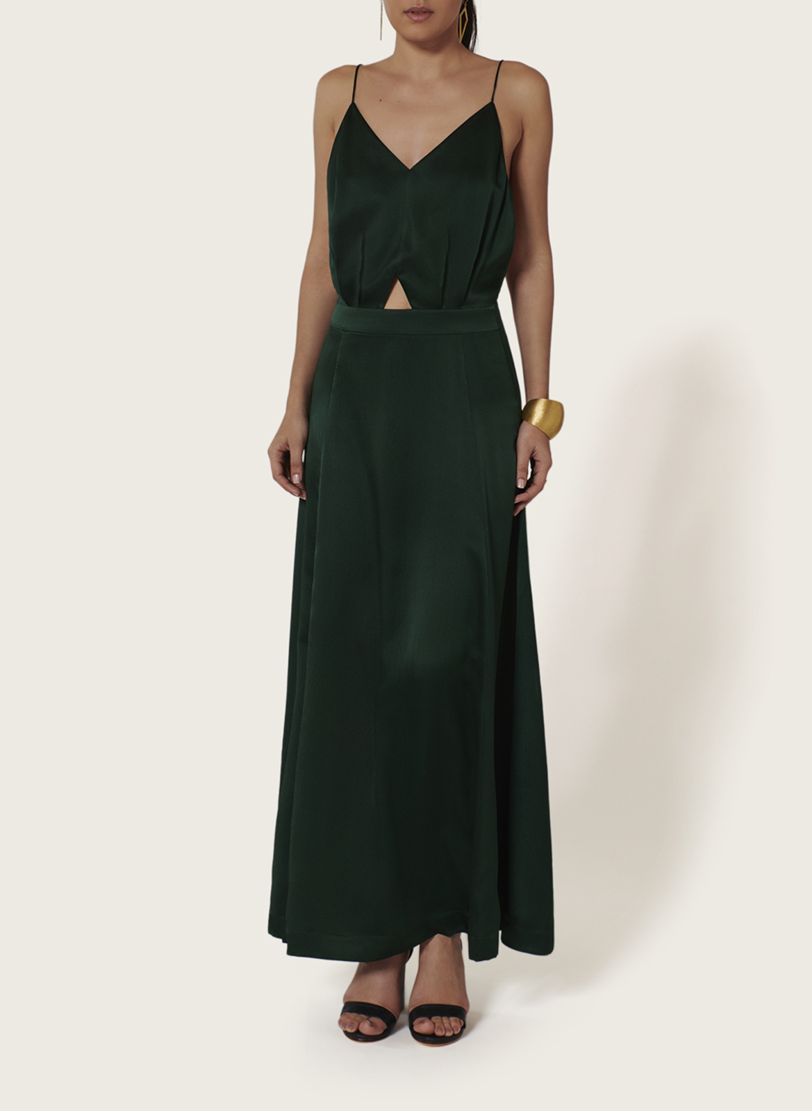 Lange, zijden jurk met V-decolleté KARMA KOMA