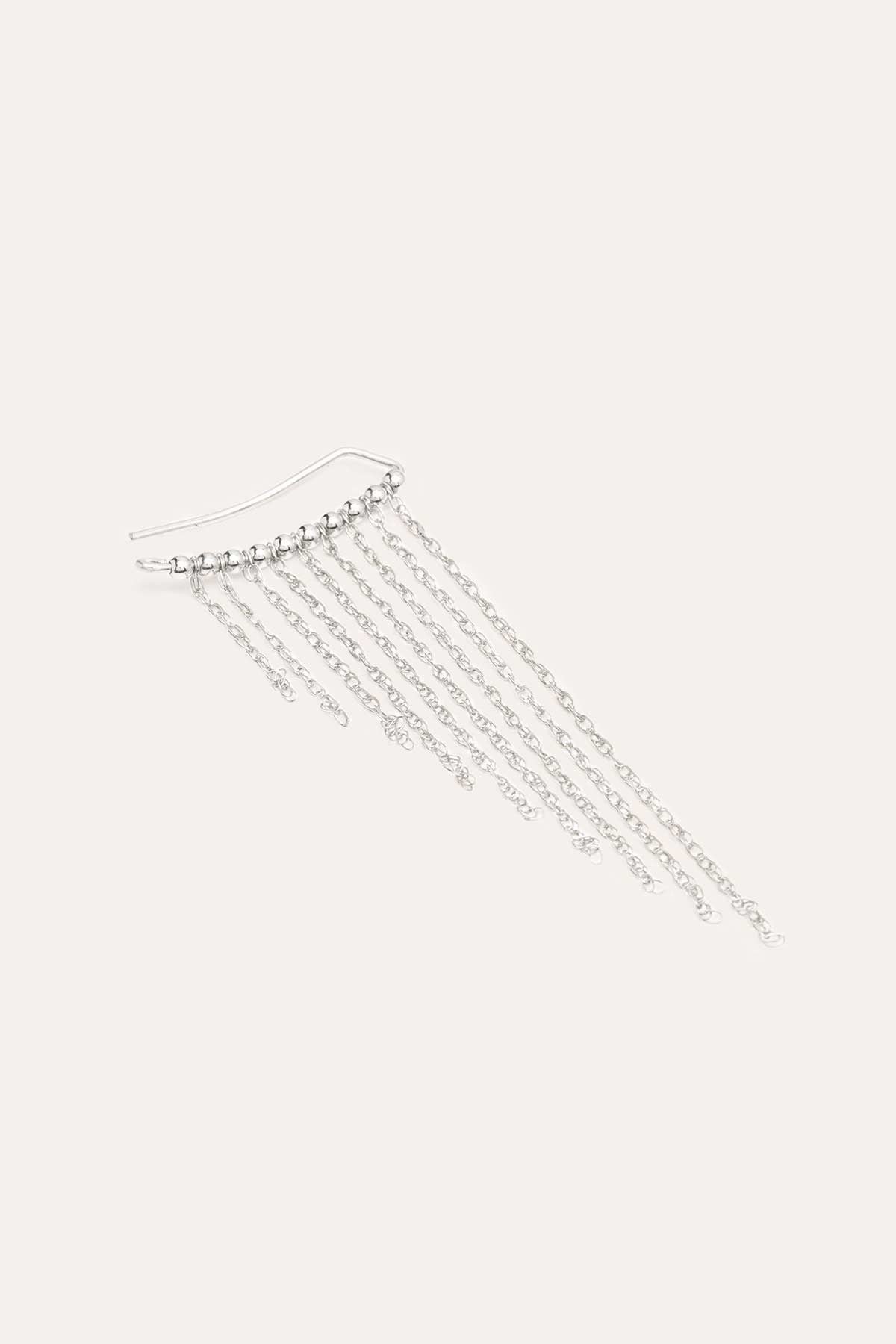 Large silver fringe ear climber YAY Silver